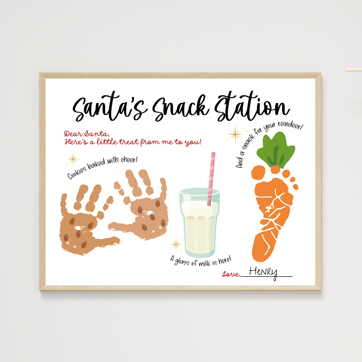 Dear Santa Handprint Footprint Christmas Placemat