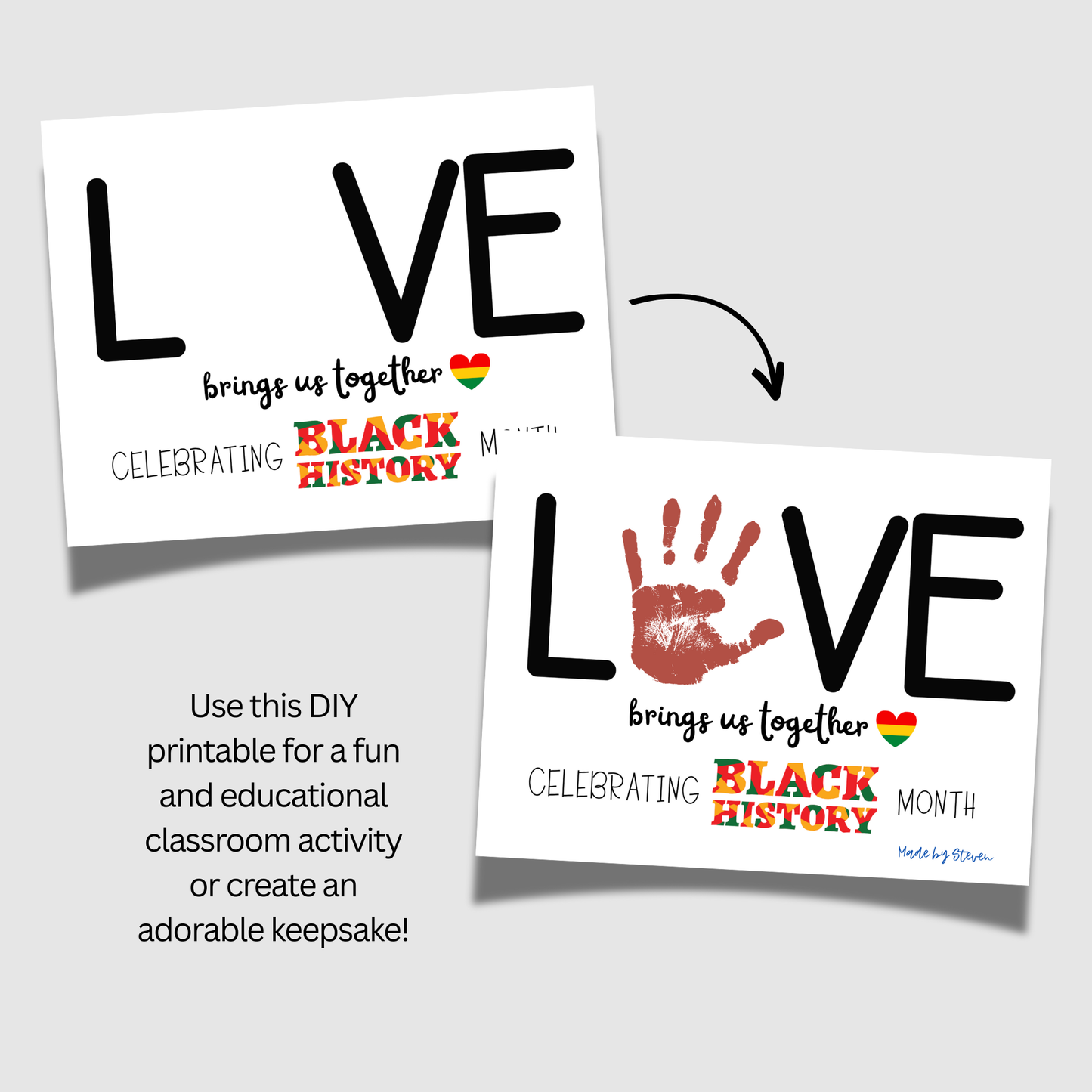MLK Day Handprint Craft for Kids, Black History Month Art