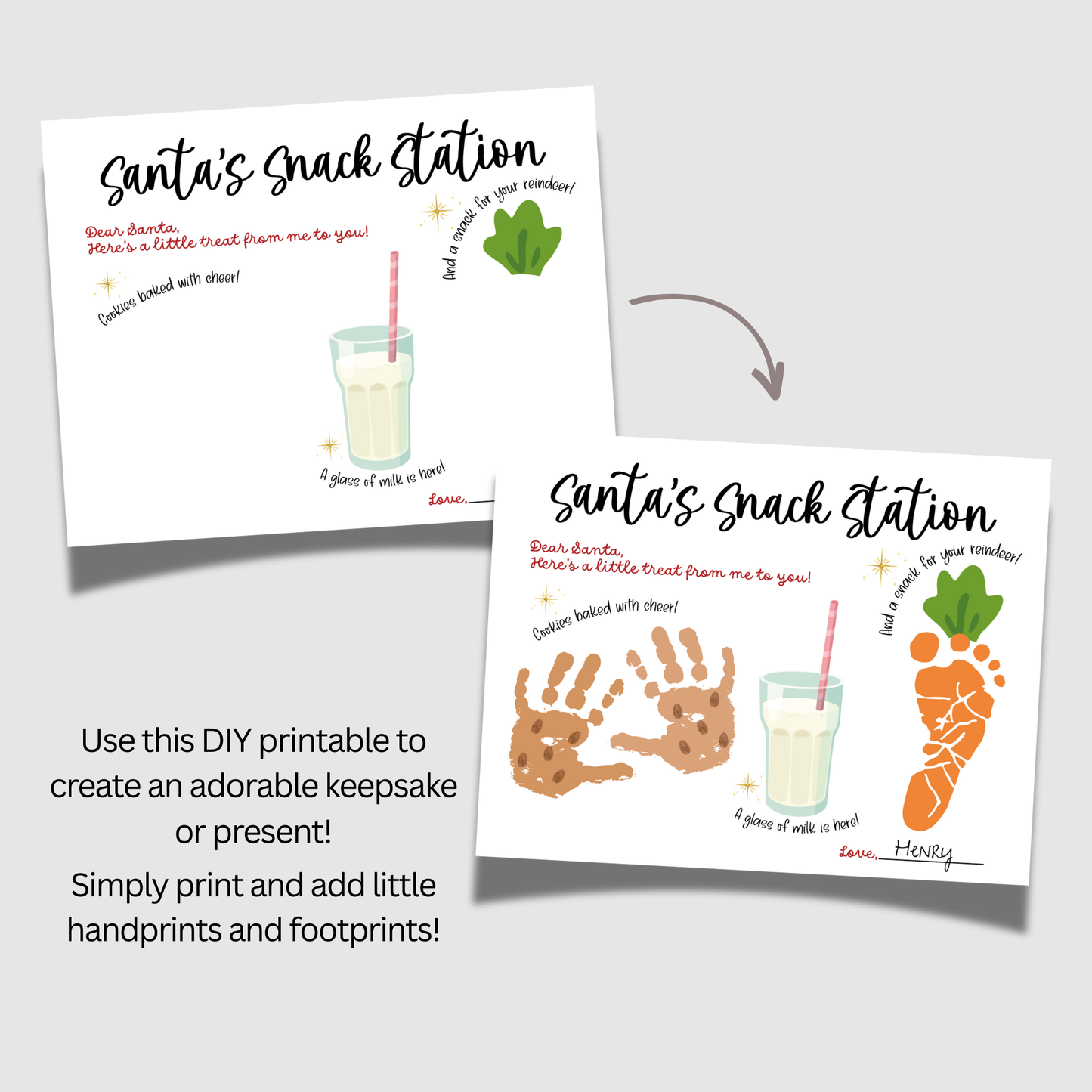 Dear Santa Handprint Footprint Christmas Placemat