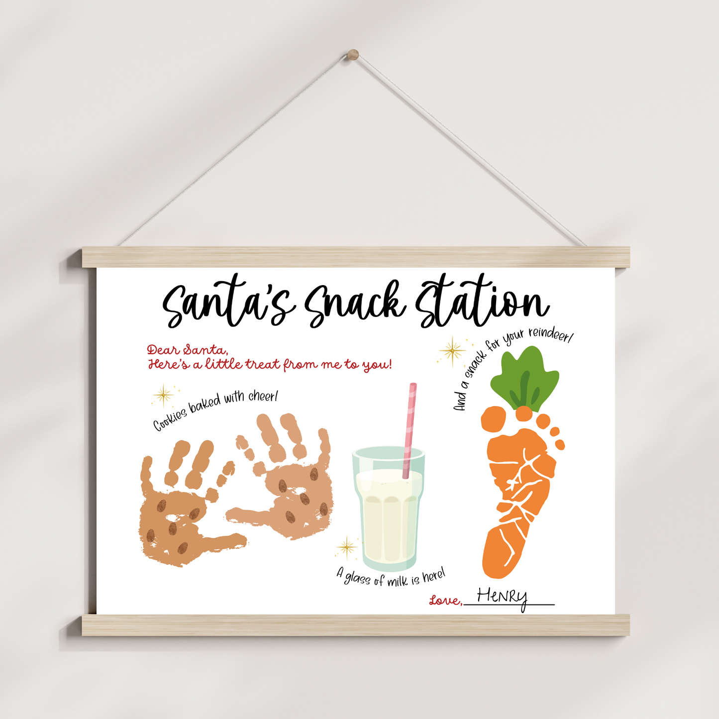 Dear Santa Handprint Footprint Christmas Placemat