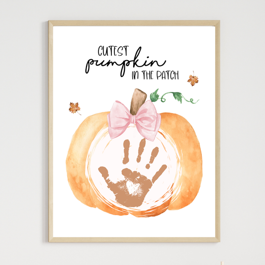 Fall Handprint Craft Printable, Autumn Activity DIY Pumpkin Art for Kids
