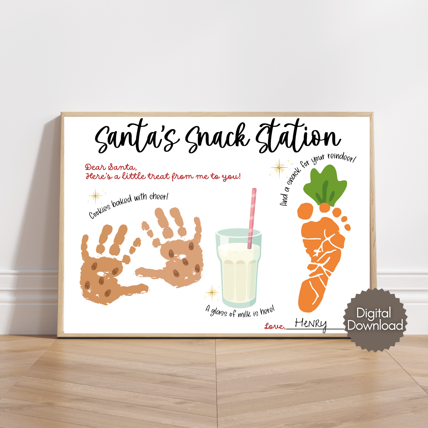 Dear Santa Handprint Footprint Christmas Placemat
