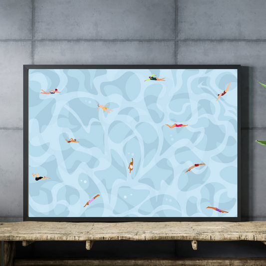 Tiny People Swimming Art Printable Swimmer Poster