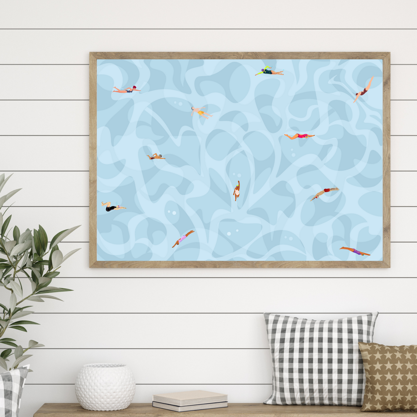 Tiny People Swimming Art Printable Swimmer Poster