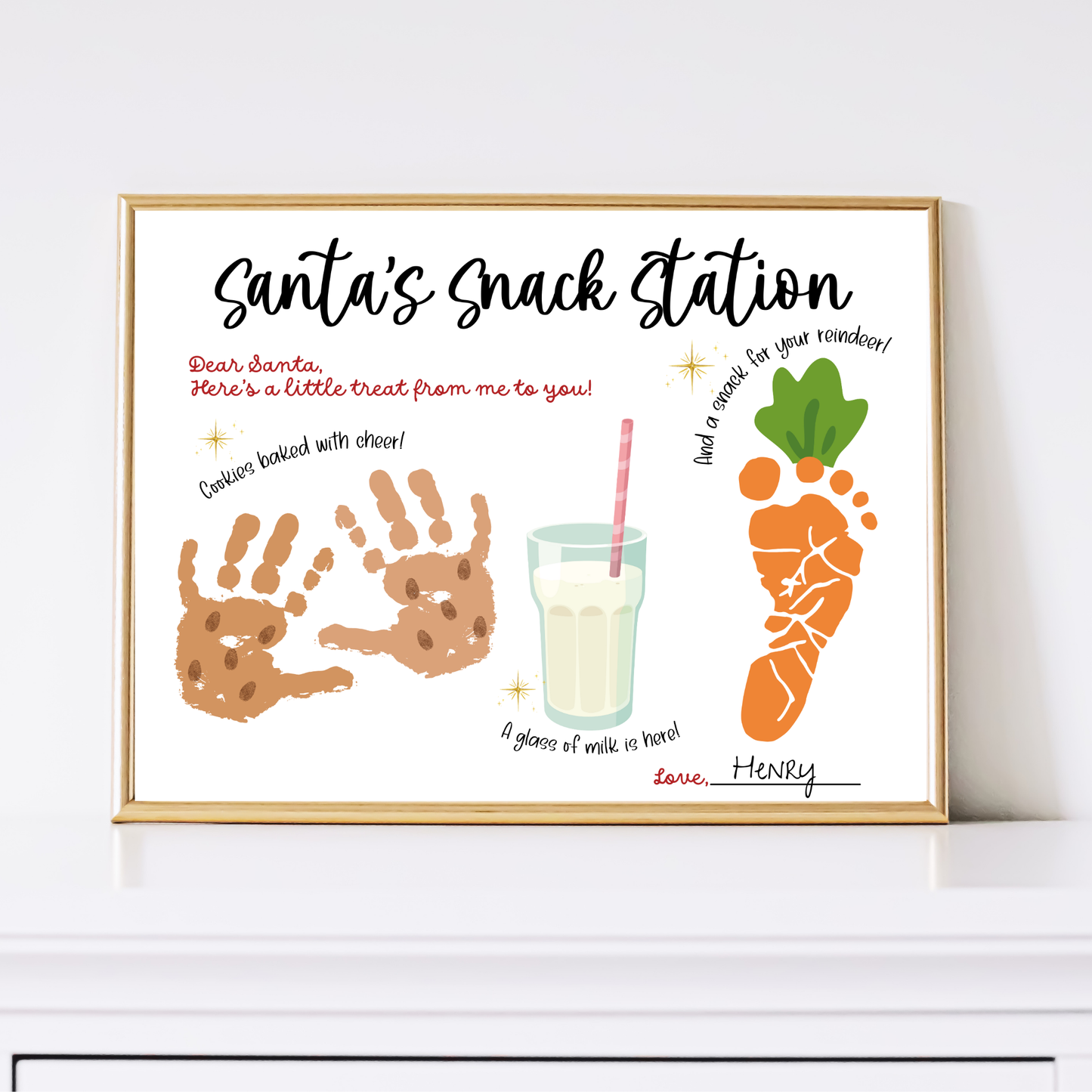 Dear Santa Handprint Footprint Christmas Placemat