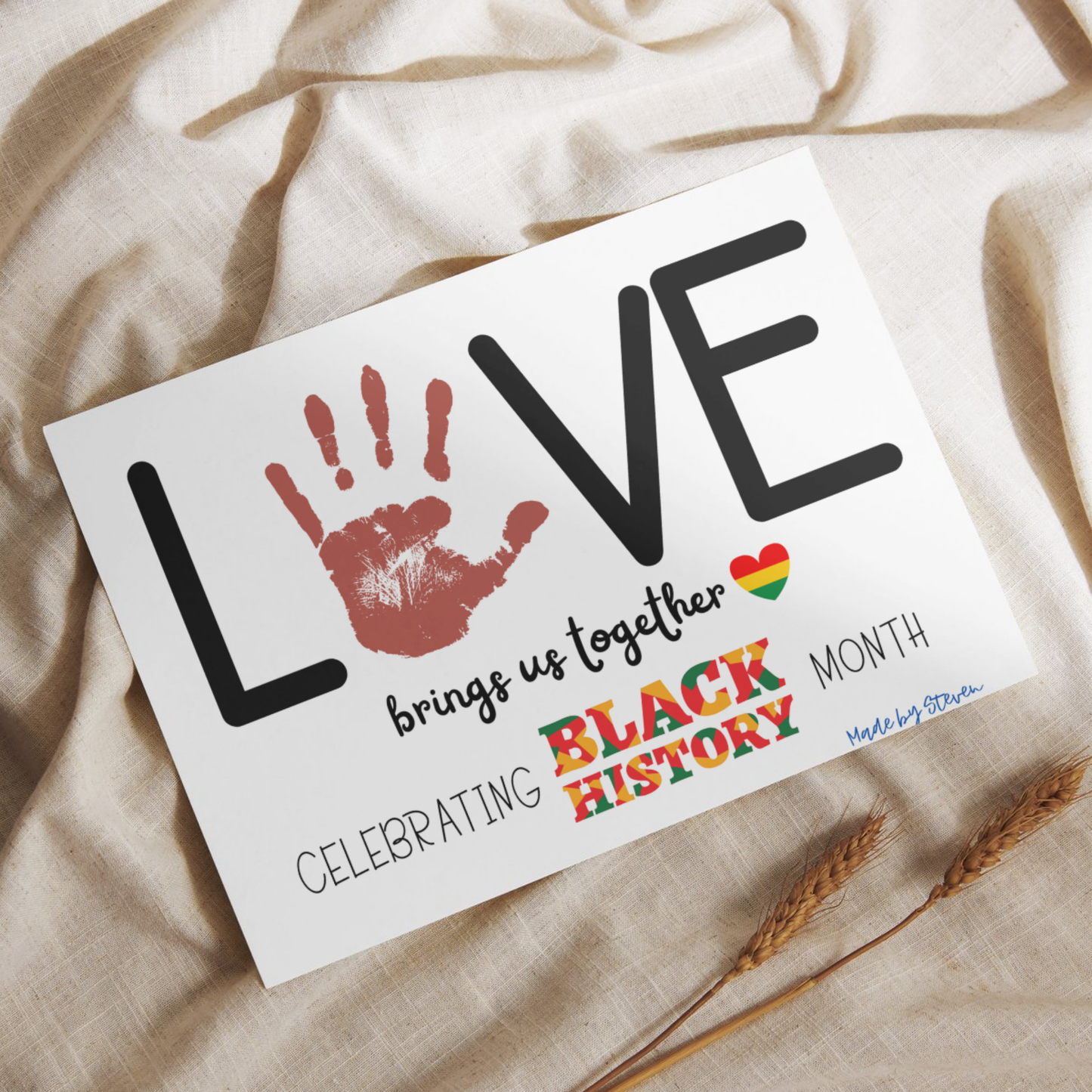 MLK Day Handprint Craft for Kids, Black History Month Art