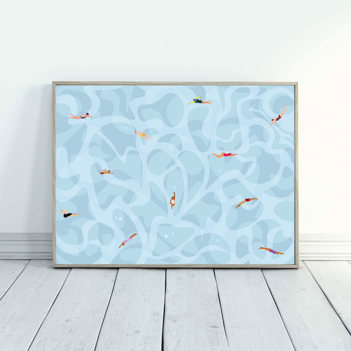 Tiny People Swimming Art Printable Swimmer Poster