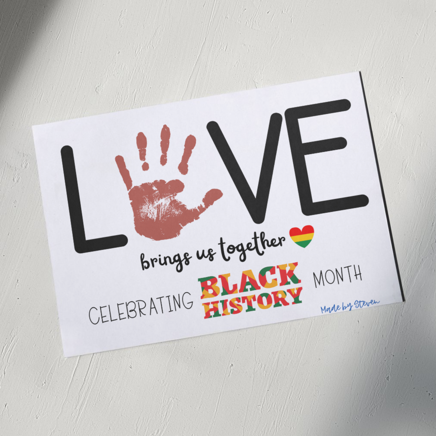 MLK Day Handprint Craft for Kids, Black History Month Art