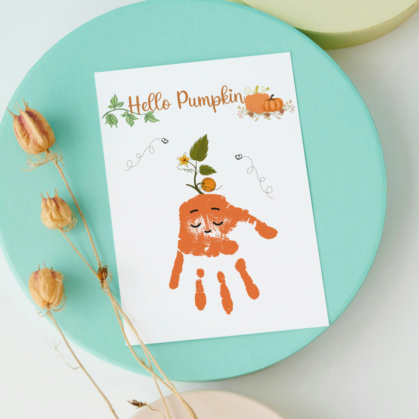 Thanksgiving Handprint Crafts, Preschool Pumpkin Autumn Art Project for Kids Toddler Kindergarten Baby School Activity