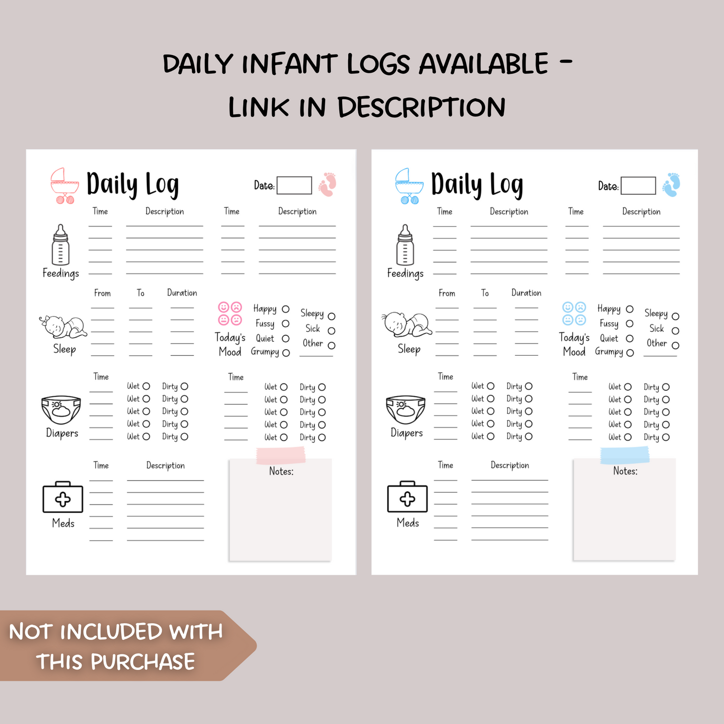 Daily Toddler Log Printable, Infant Baby Schedule for Preschool/ Babysitter