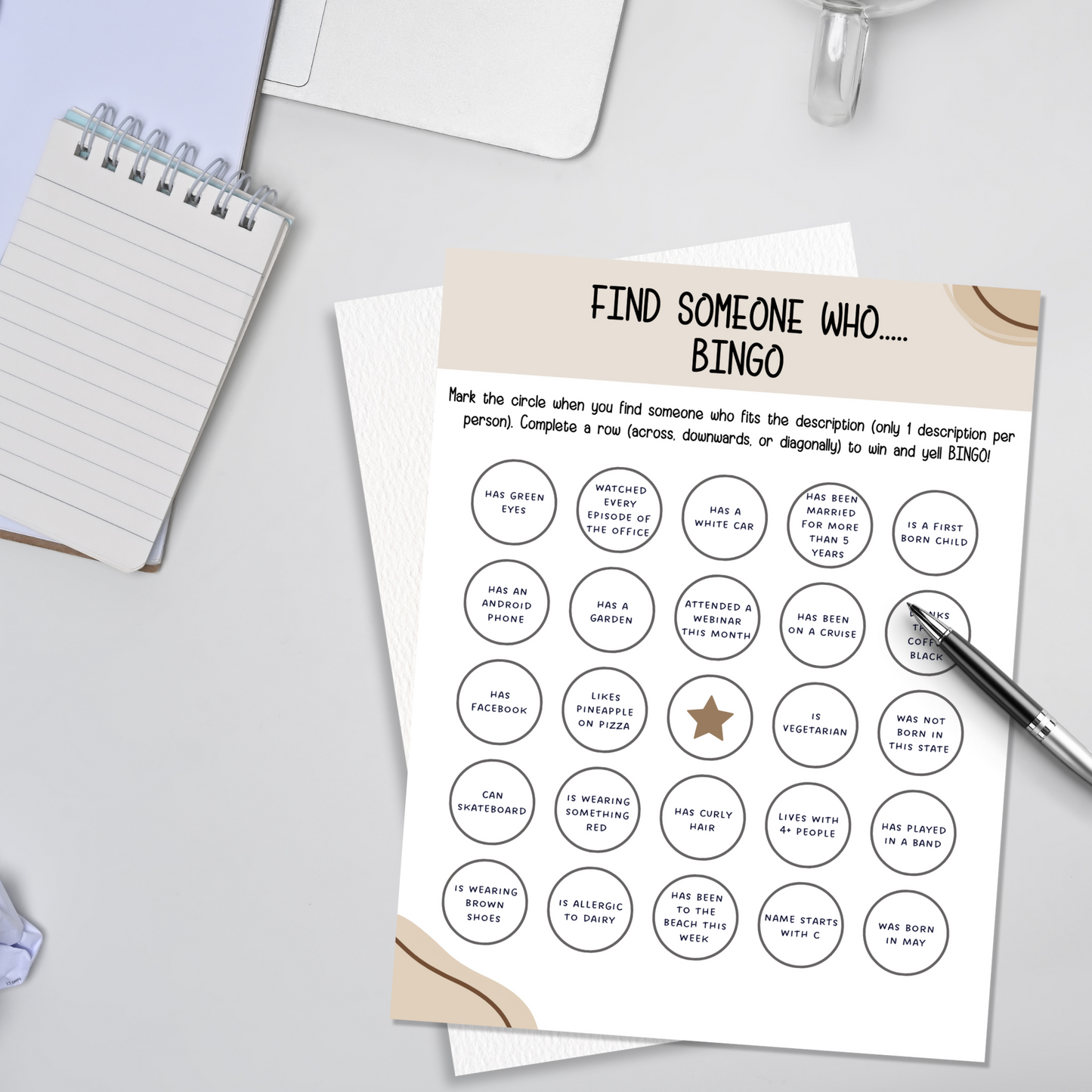 Employee Bingo, Find Someone Who Game, Fun Icebreaker Office Party Game