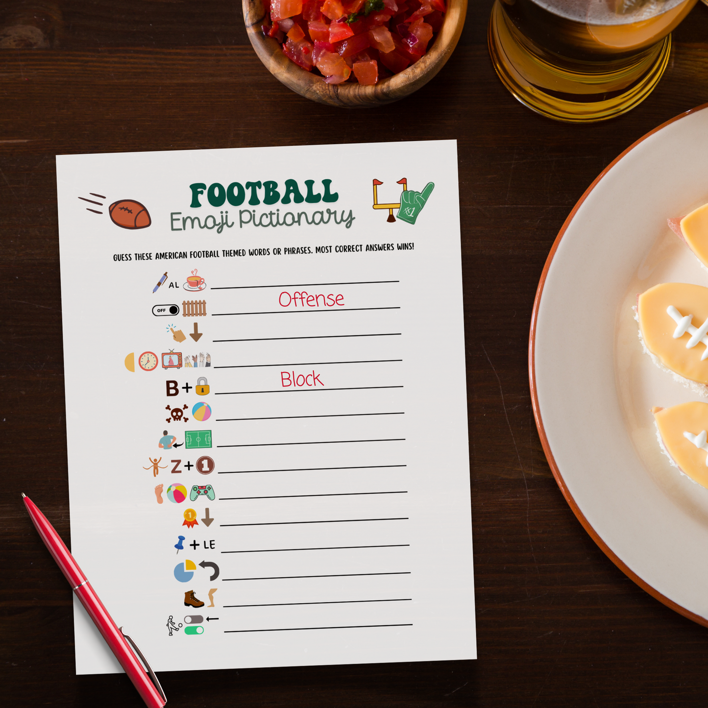 Football Party Games Printable, 2025 The Big Game Super Sunday Fun Activity for Kids & Adults