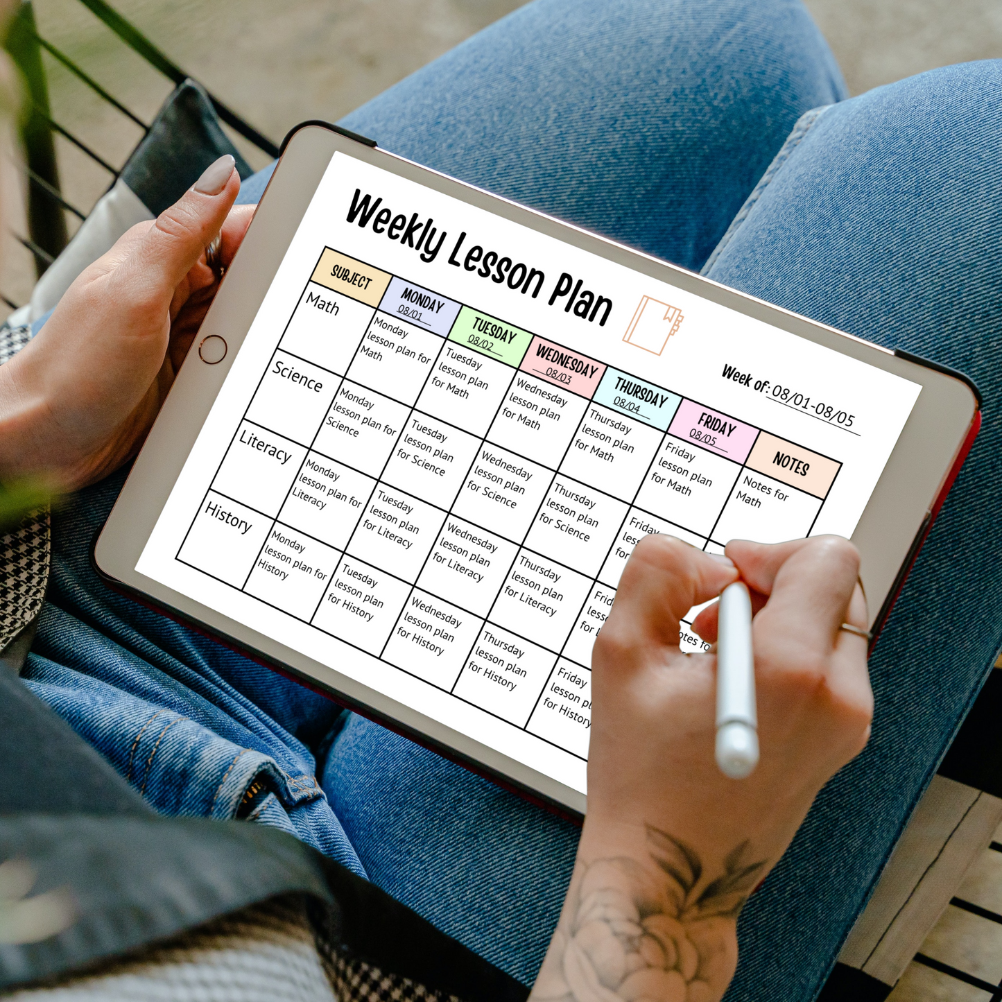 Weekly Lesson Plan Printable, Editable School Planner Schedule