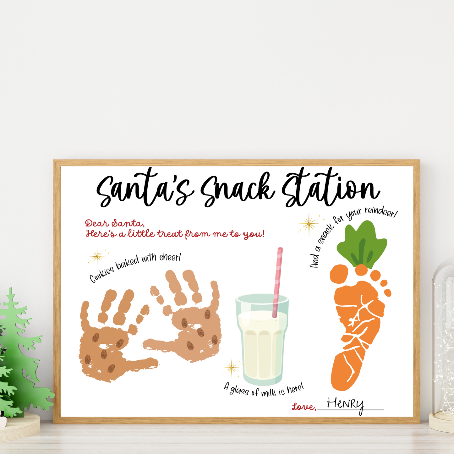 Dear Santa Handprint Footprint Christmas Placemat