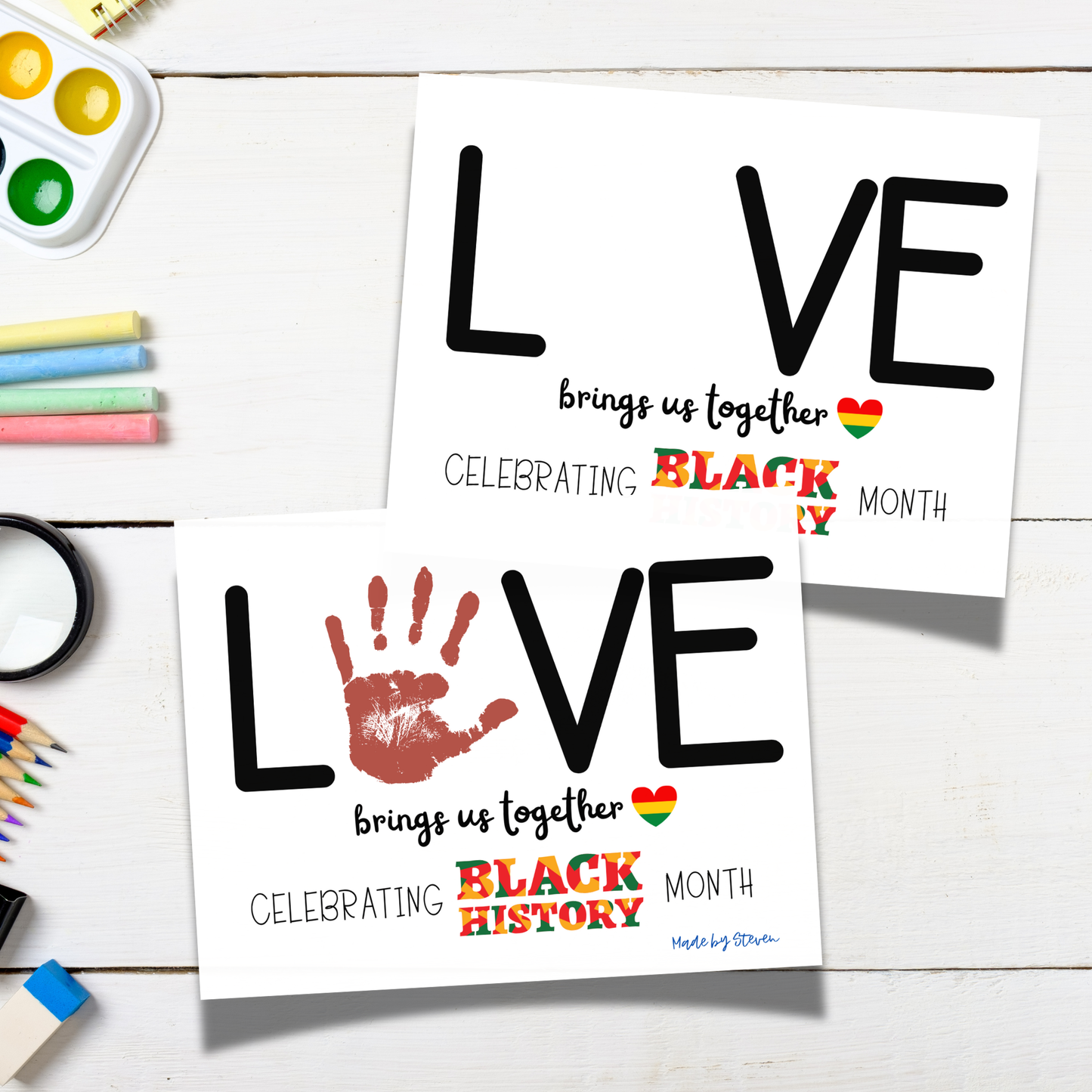 MLK Day Handprint Craft for Kids, Black History Month Art
