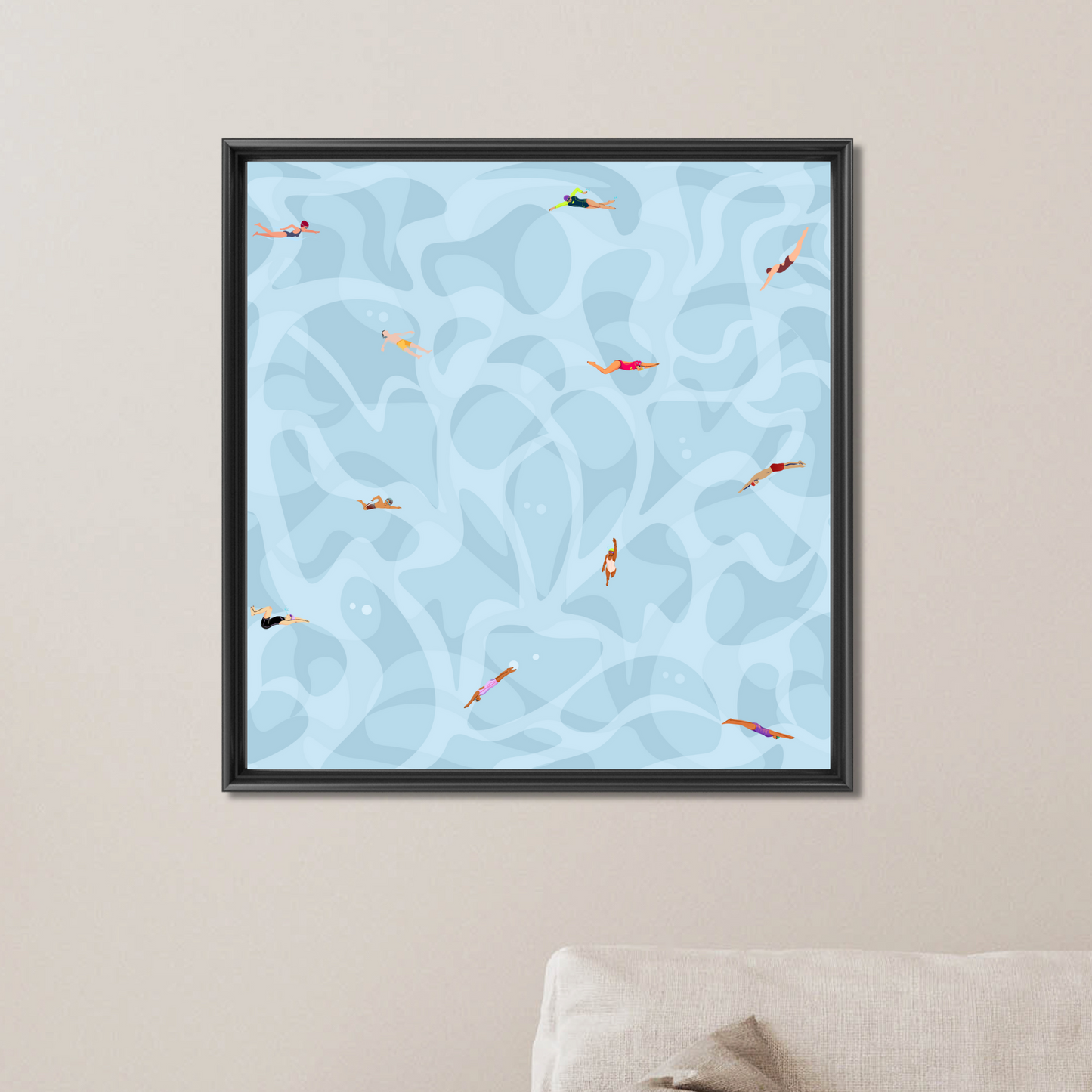 Tiny People Swimming Art Printable Swimmer Poster