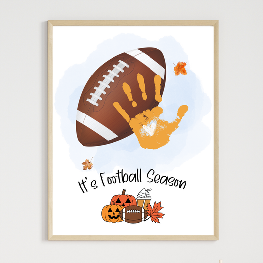 Football Handprint Craft Printable Fall Activity DIY Sports Footprint Art for Kids