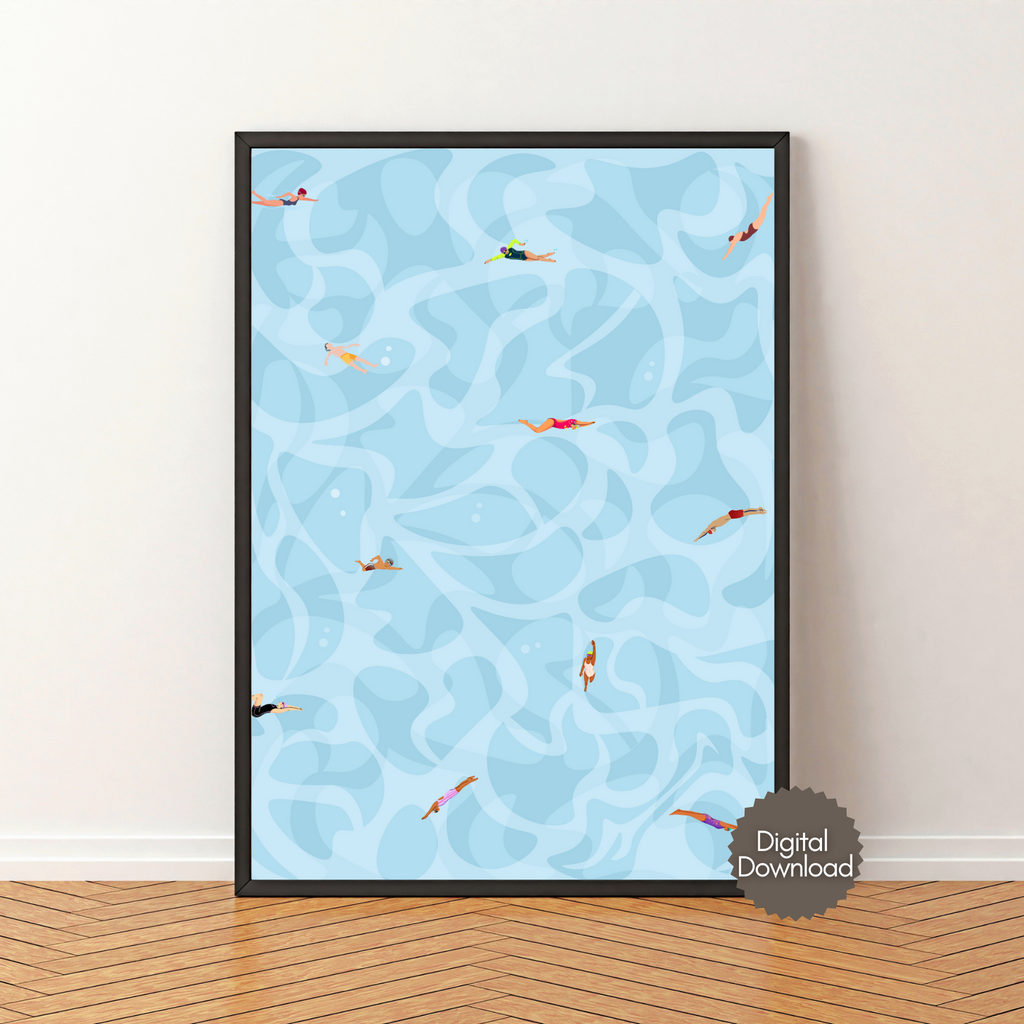 Tiny People Swimming Art Printable Swimmer Poster