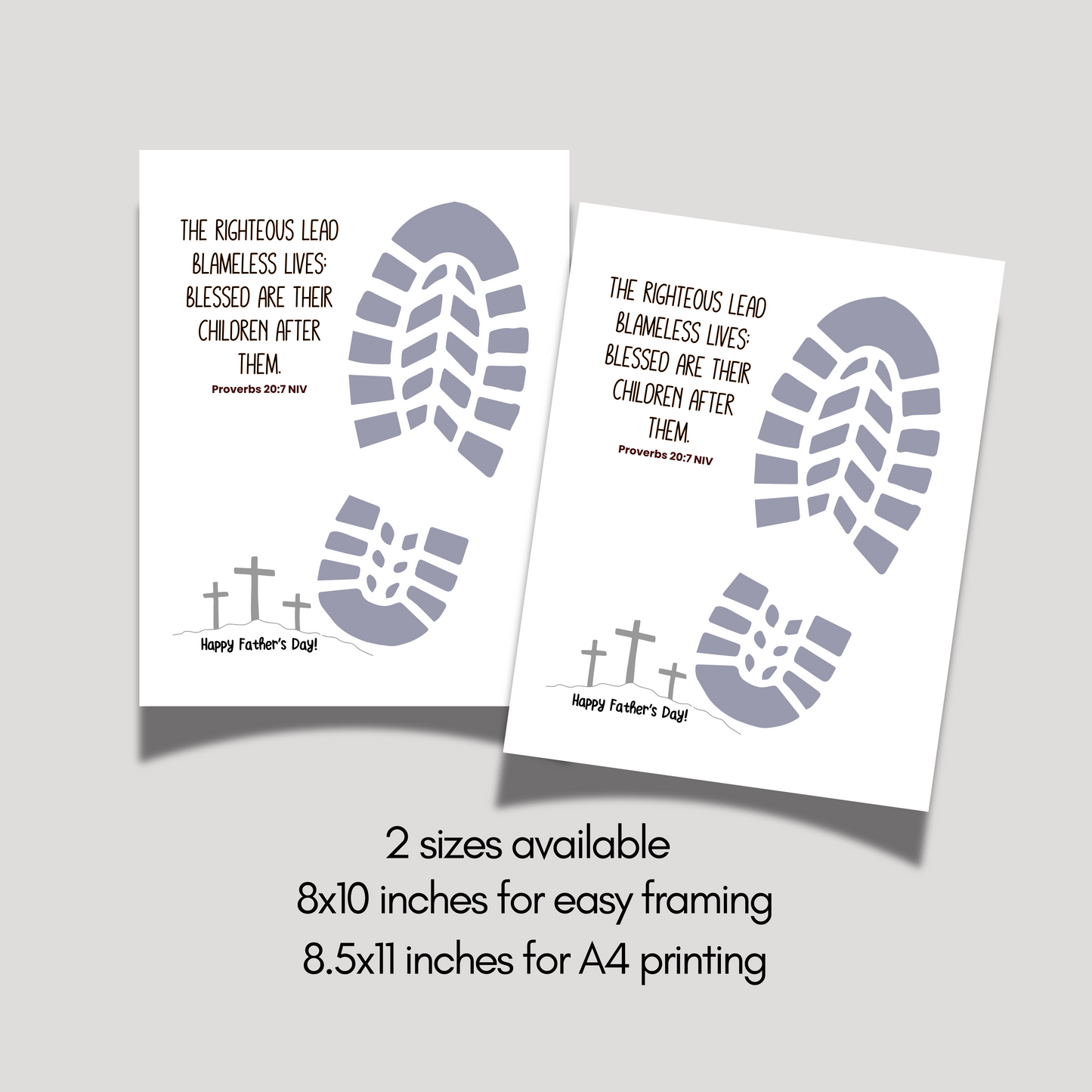 Fathers Day Bible Verse Craft Kids Printable, DIY Footprint Card Feet Art Sunday School Activity Gift for Dad Grandpa from Christian Toddler