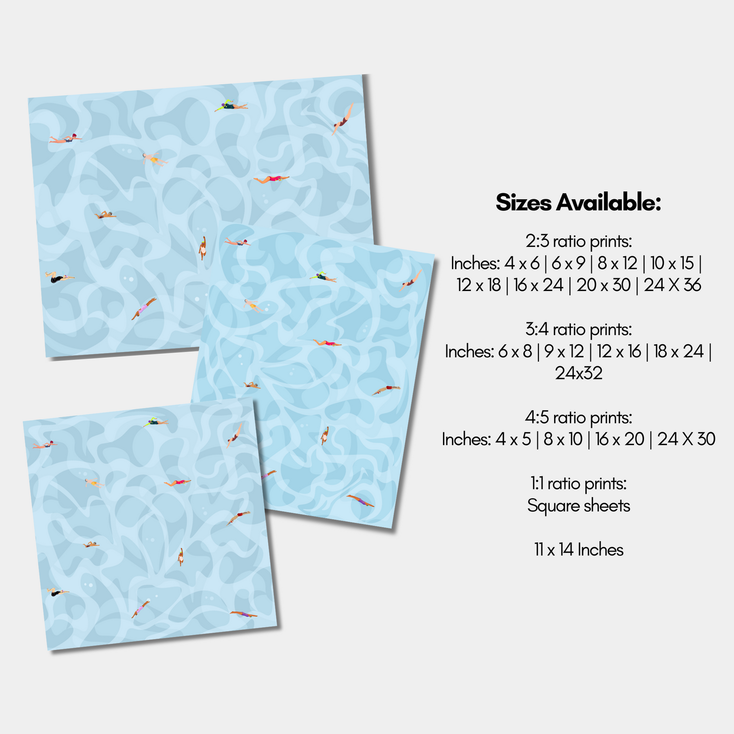 Tiny People Swimming Art Printable Swimmer Poster