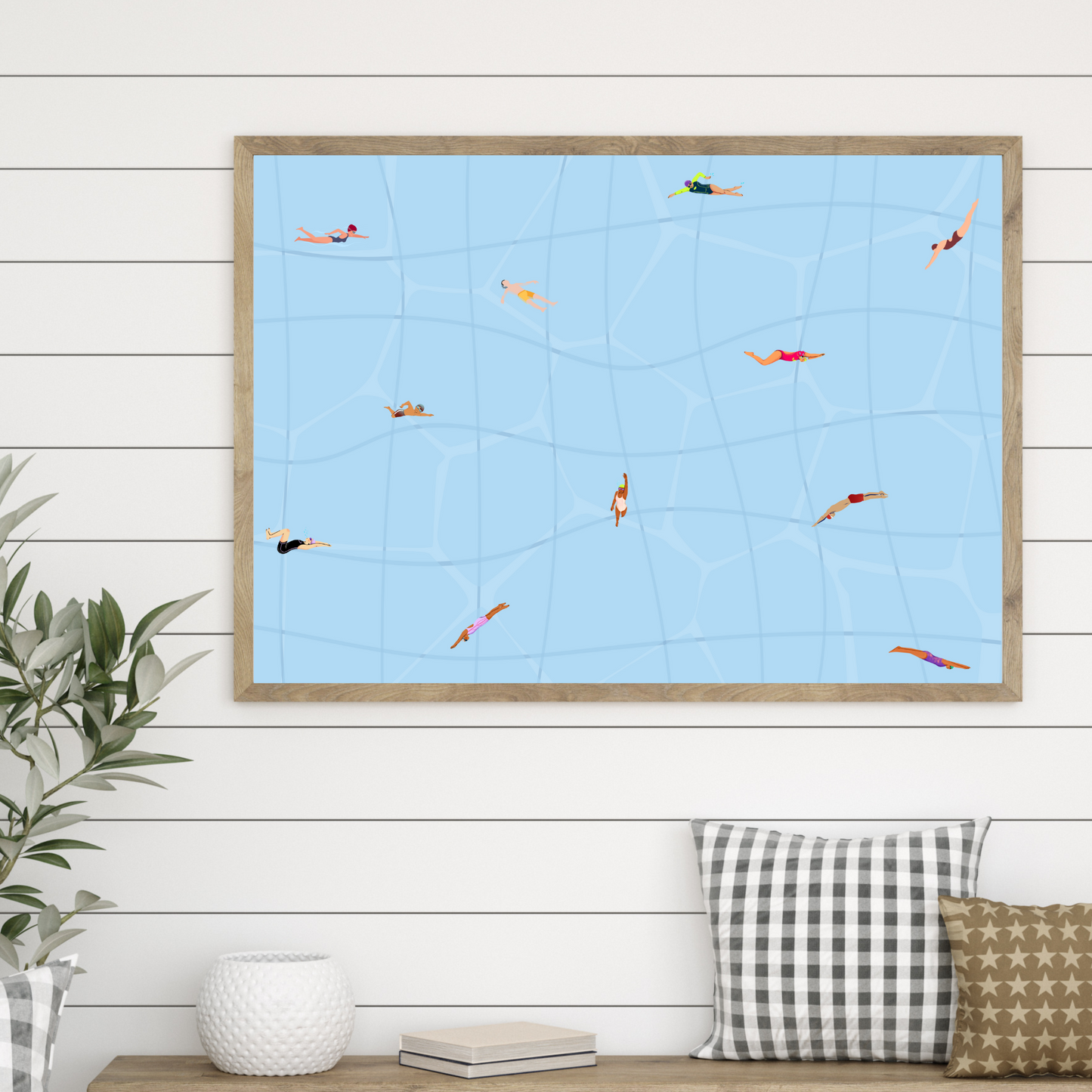 Tiny Swimmers Pool Wall Art Printable Poster