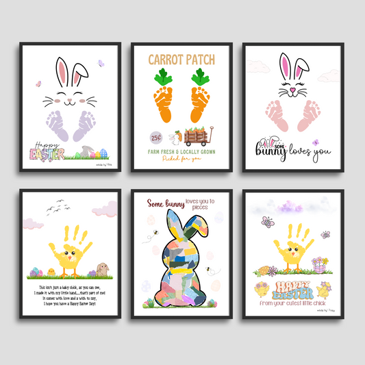 Easter Handprint Footprint Crafts for Kids Printable, DIY Card Spring Hand Feet Wall Art Activity Keepsake Personalized Gift Baby Toddler
