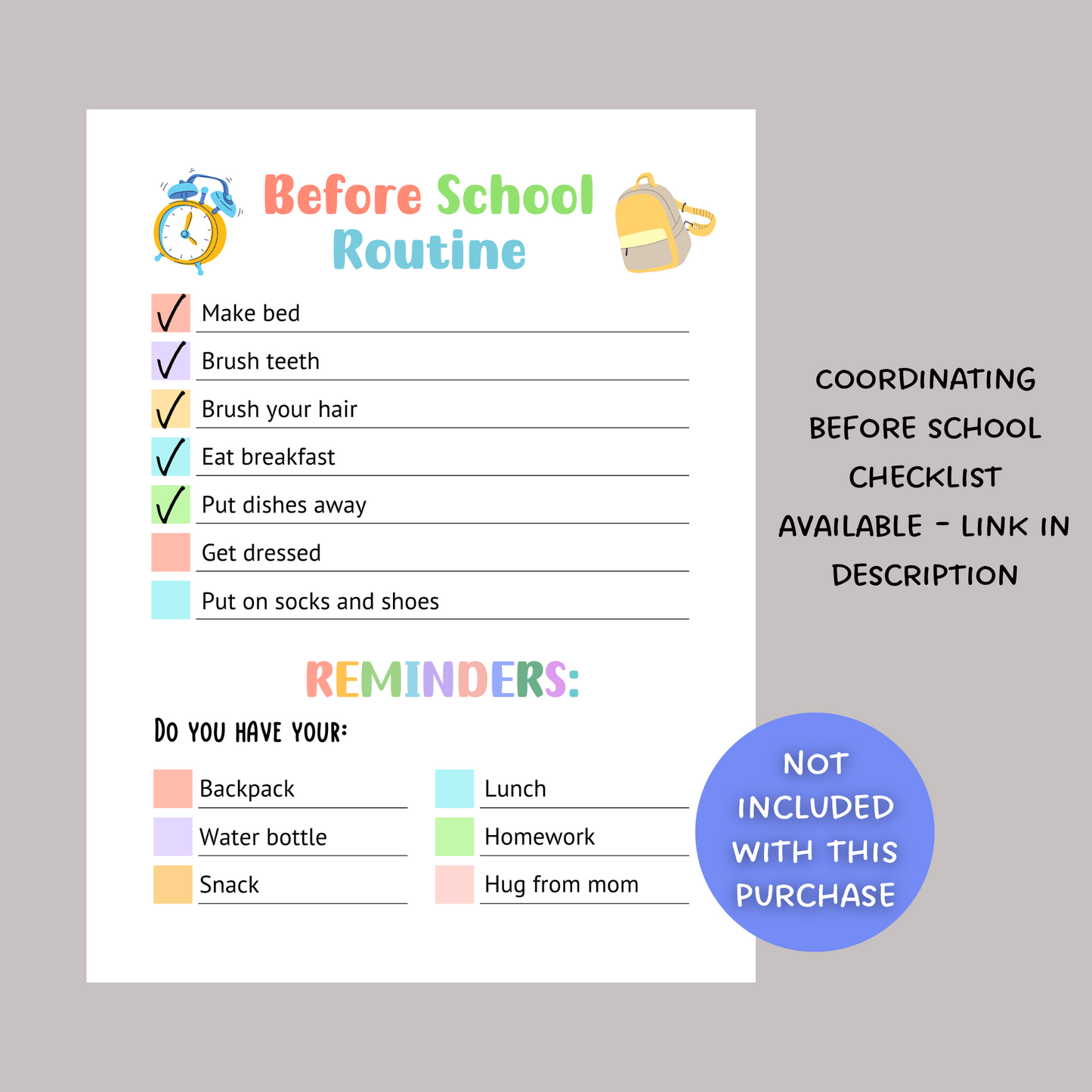 Editable After School Rules Checklist For Kids, Printable Routine Reminders