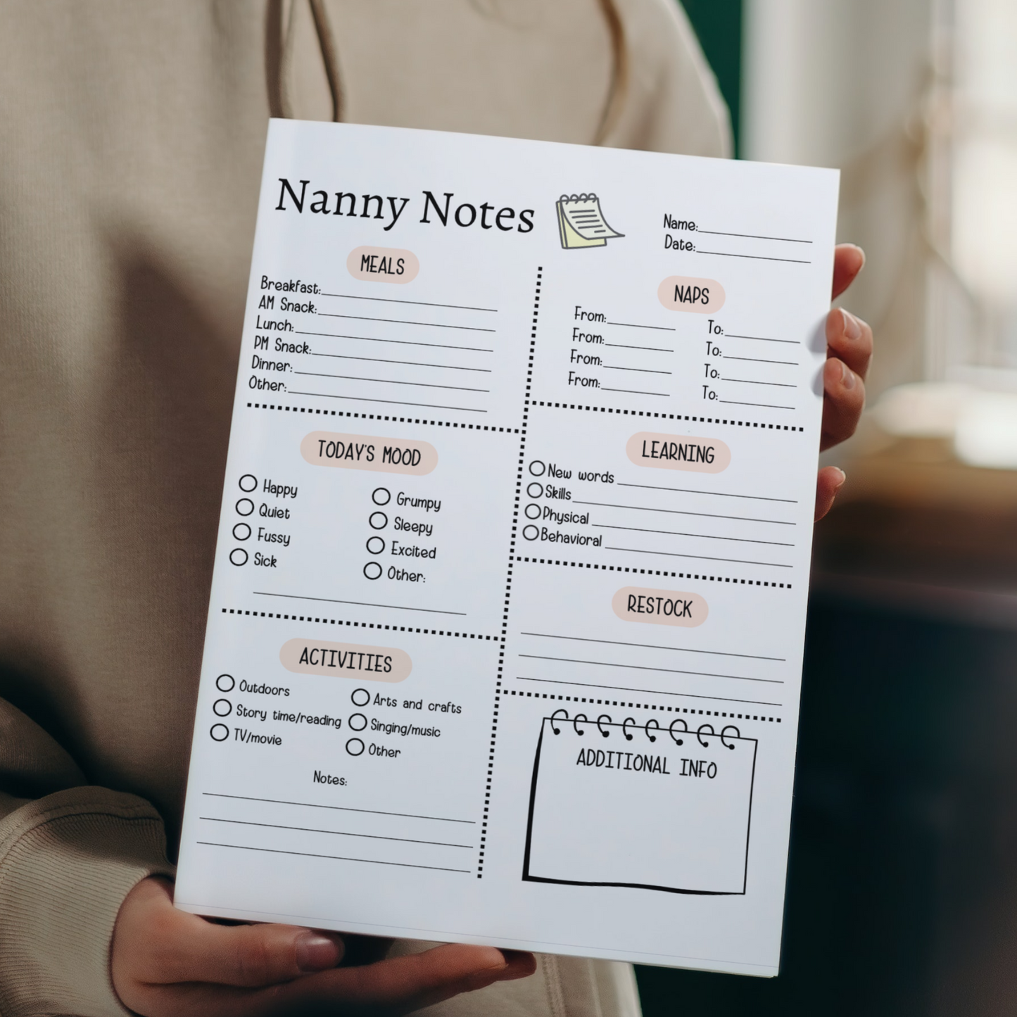 Babysitter Planner Printable Bundle, Nanny Information