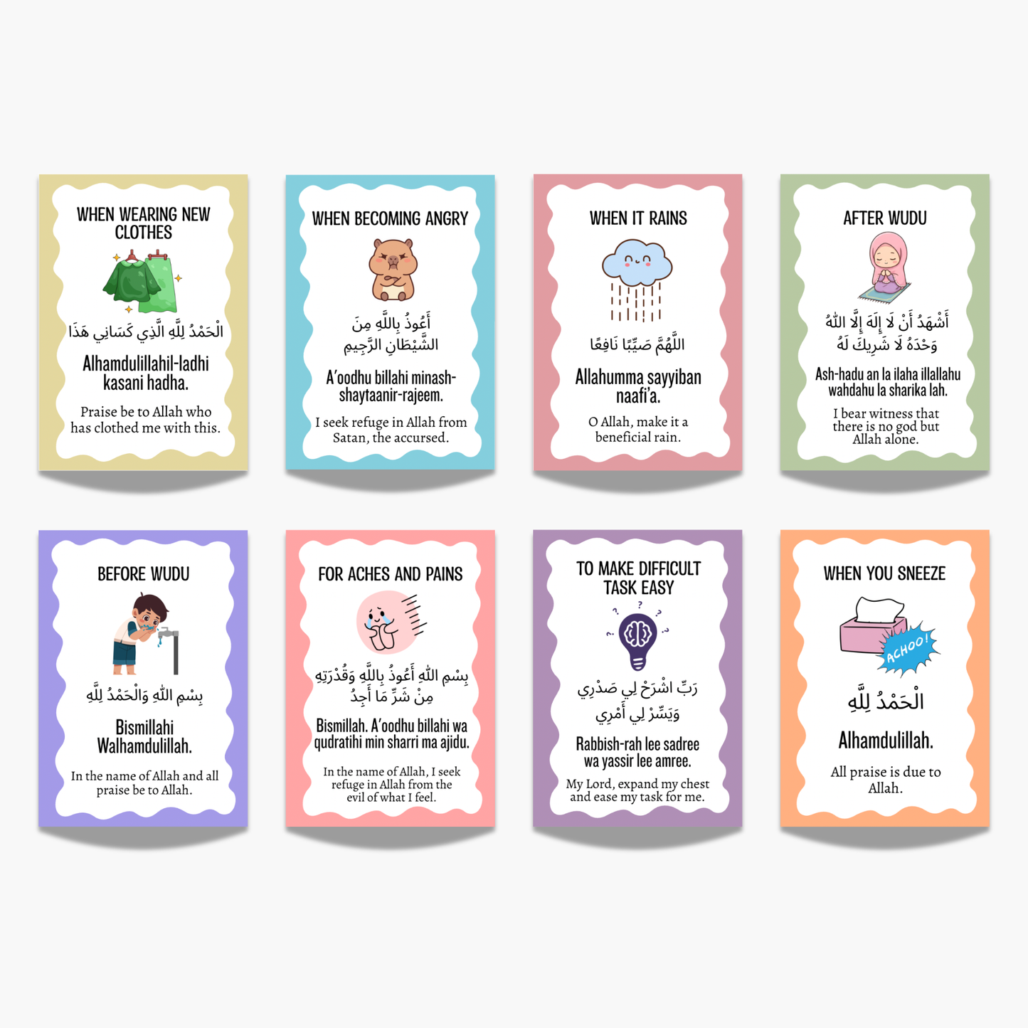 40 Kids Daily Dua Islamic Cards Printable