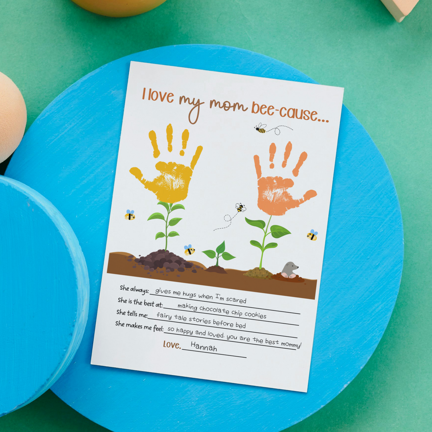 Mom Crafts for Kids Printable, Mothers Day DIY Handprint Footprint Hand Feet Art Activity Birthday Gift from Children Baby Toddler Wall Decor