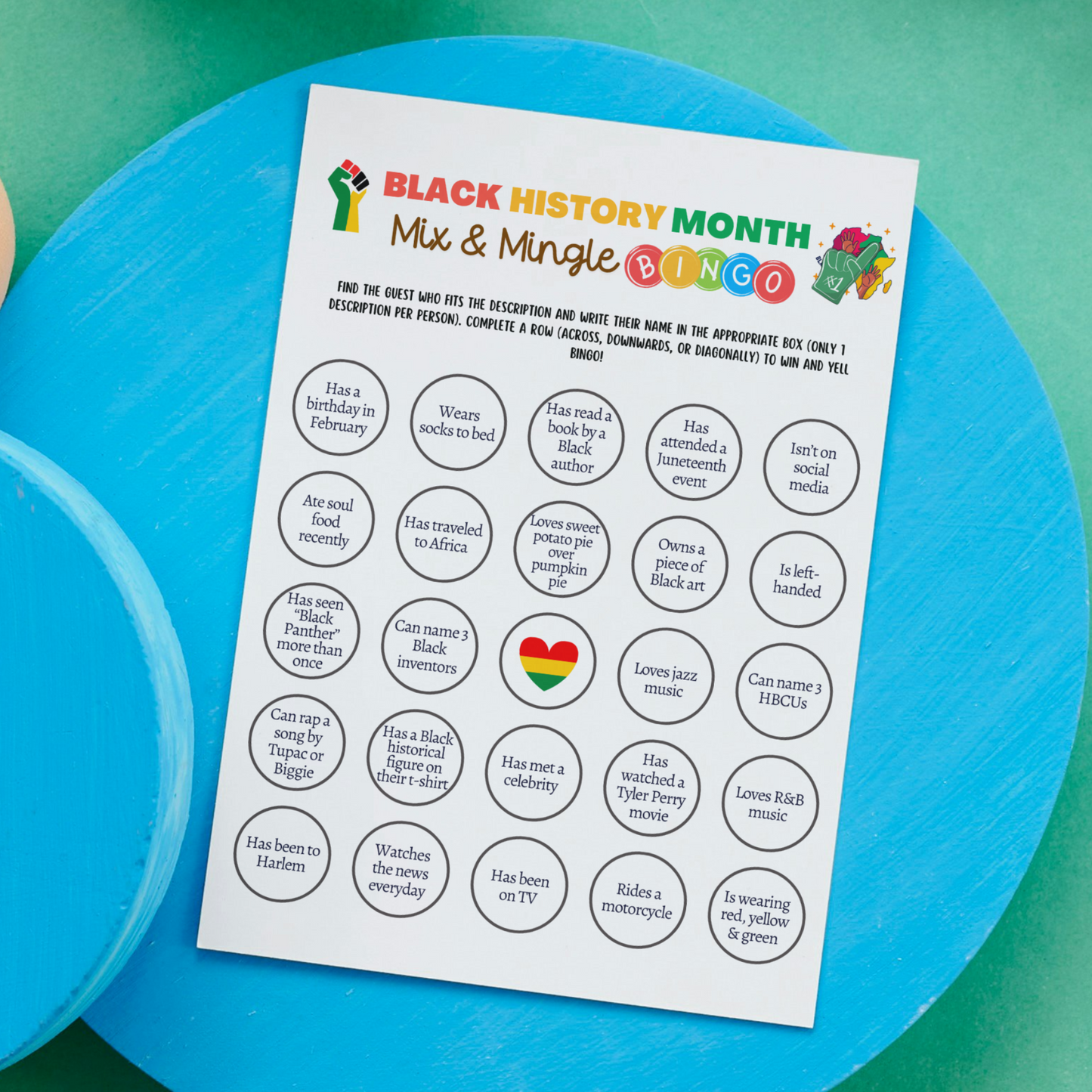 Black History Month Games Printable, African American Historical Celebration Trivia Quiz Party Activity