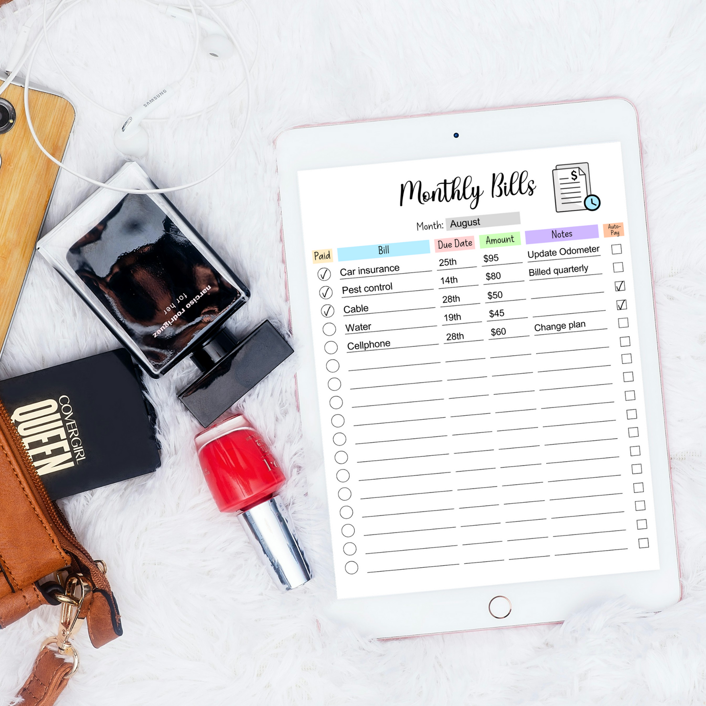 Household Planner Printable, Cleaning Checklist, Meal Planner, Bill Tracker