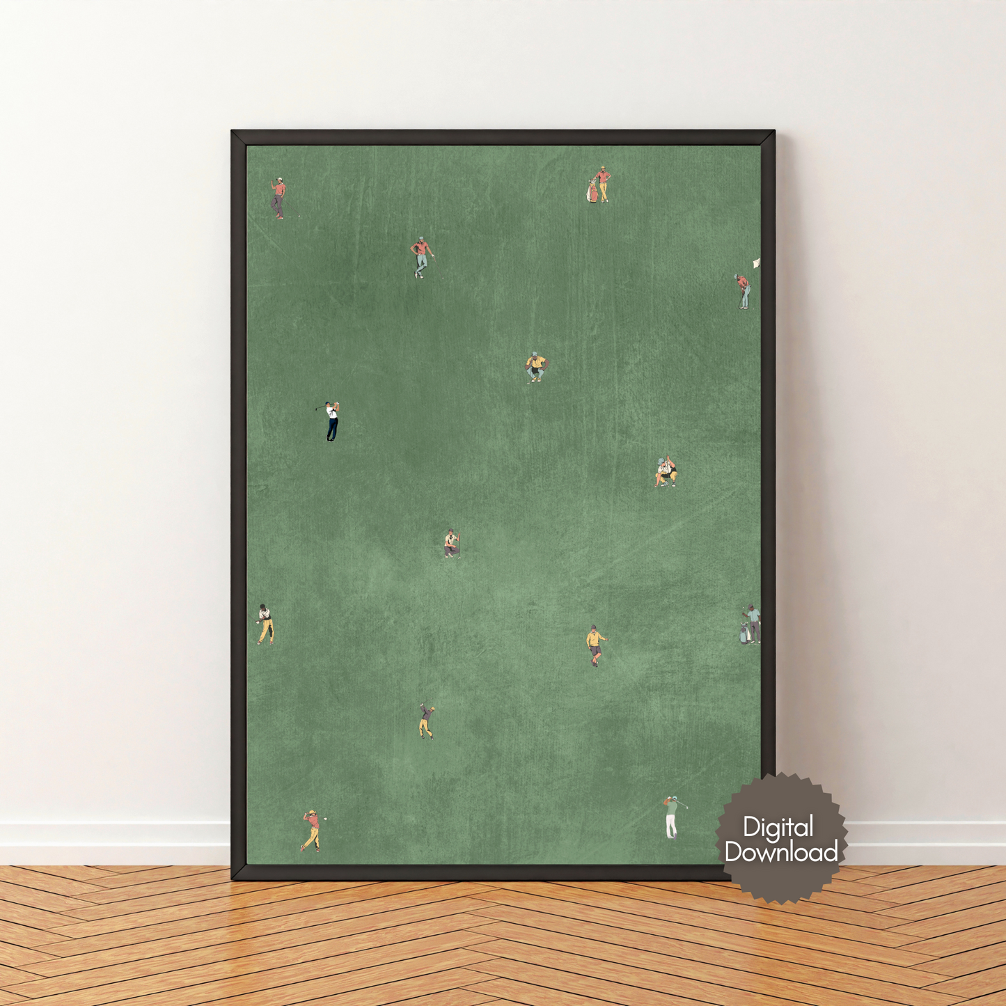 Tiny Golfers Poster Print Minimalist Wall Art Gift