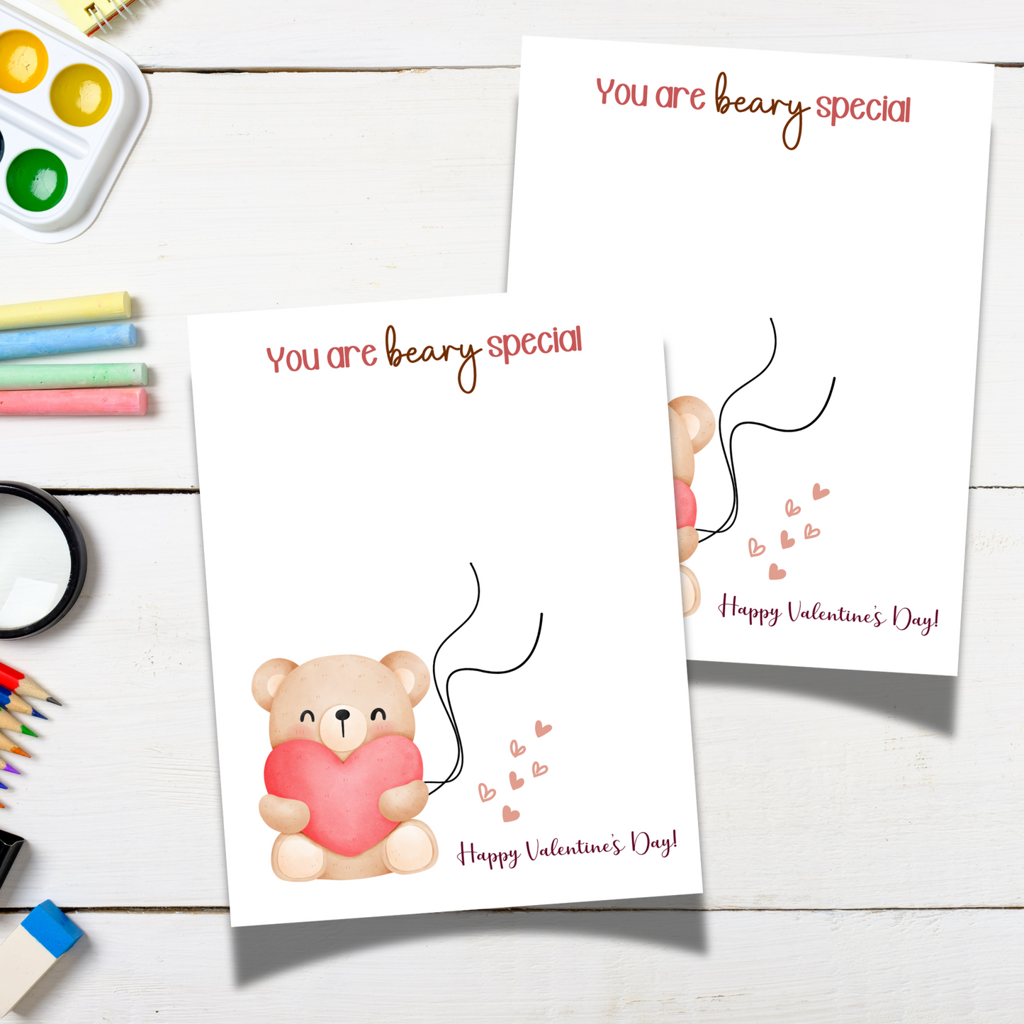 Valentines Day Handprint Holiday Crafts Printable, DIY Bear Art for Kids Baby Toddler Activity