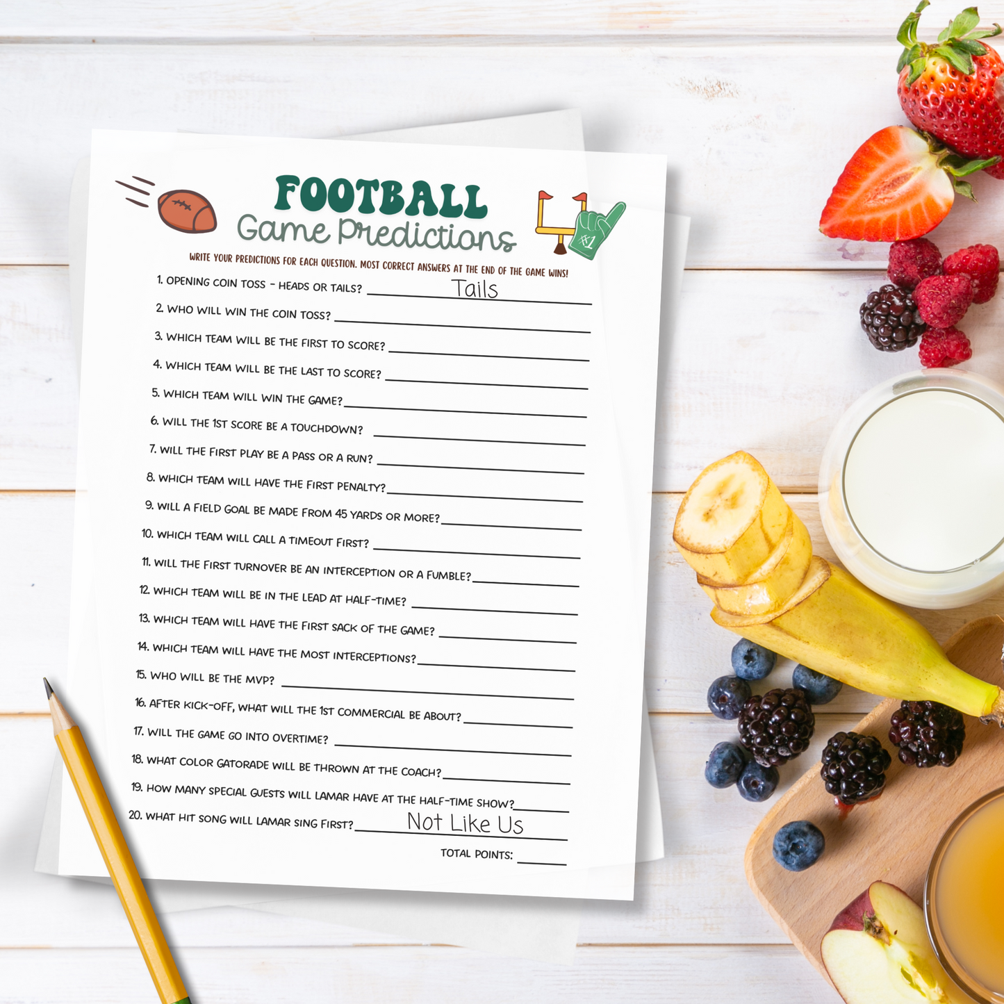 Football Party Games, 2025 The Big Game Super Sunday Activity for Kids & Adults, Tailgate Family Group Fantasy Activities Digital Download