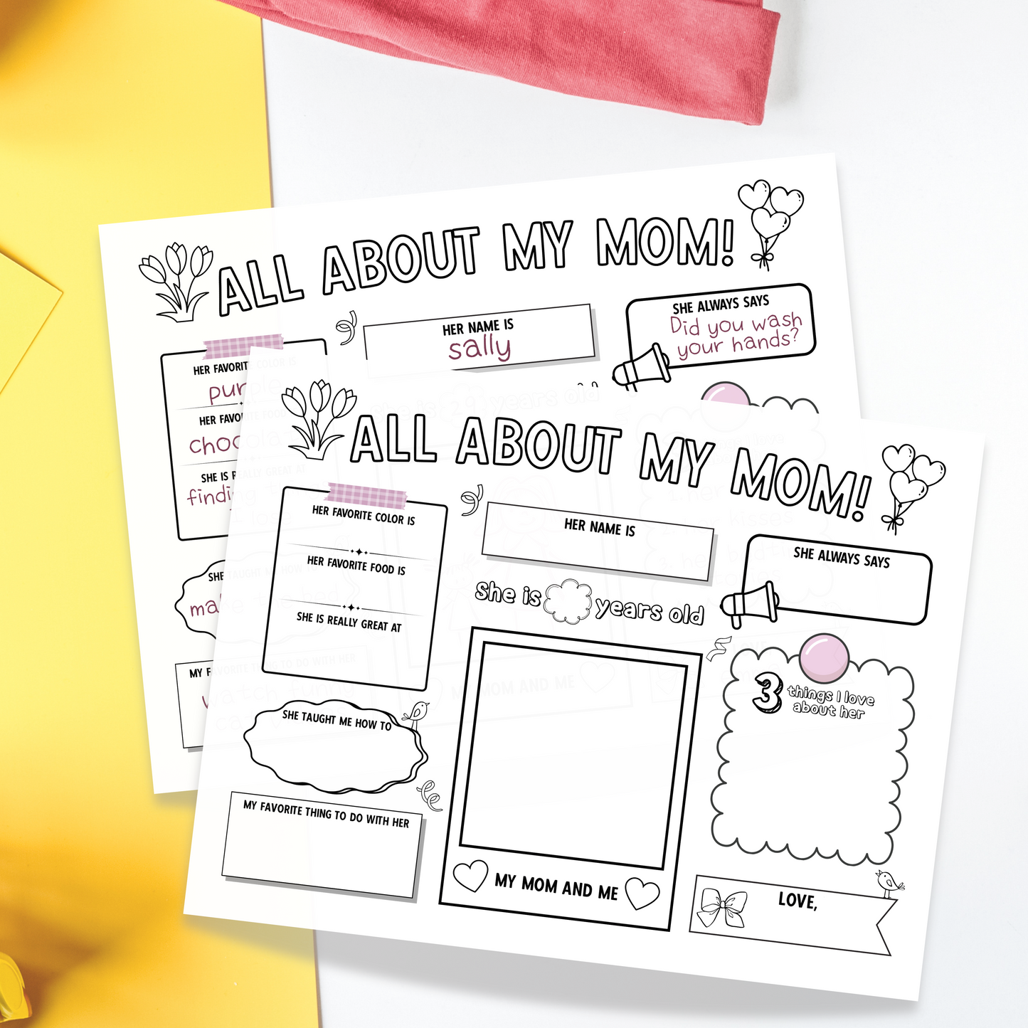 All About My Mom Survey Printable, Mothers Day Card Questionnaire Gift Ideas Personalized Keepsake