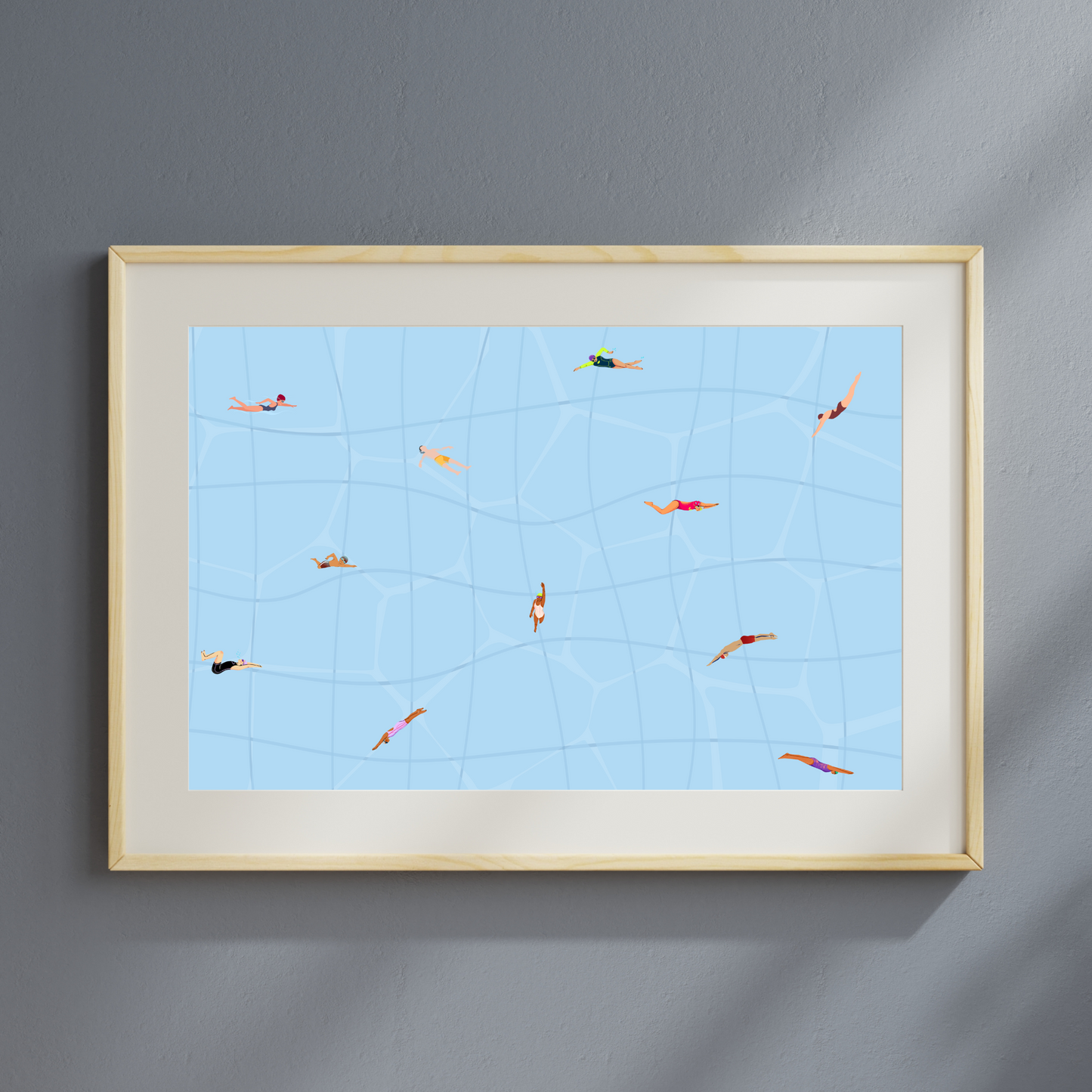 Tiny Swimmers Pool Wall Art Printable Poster
