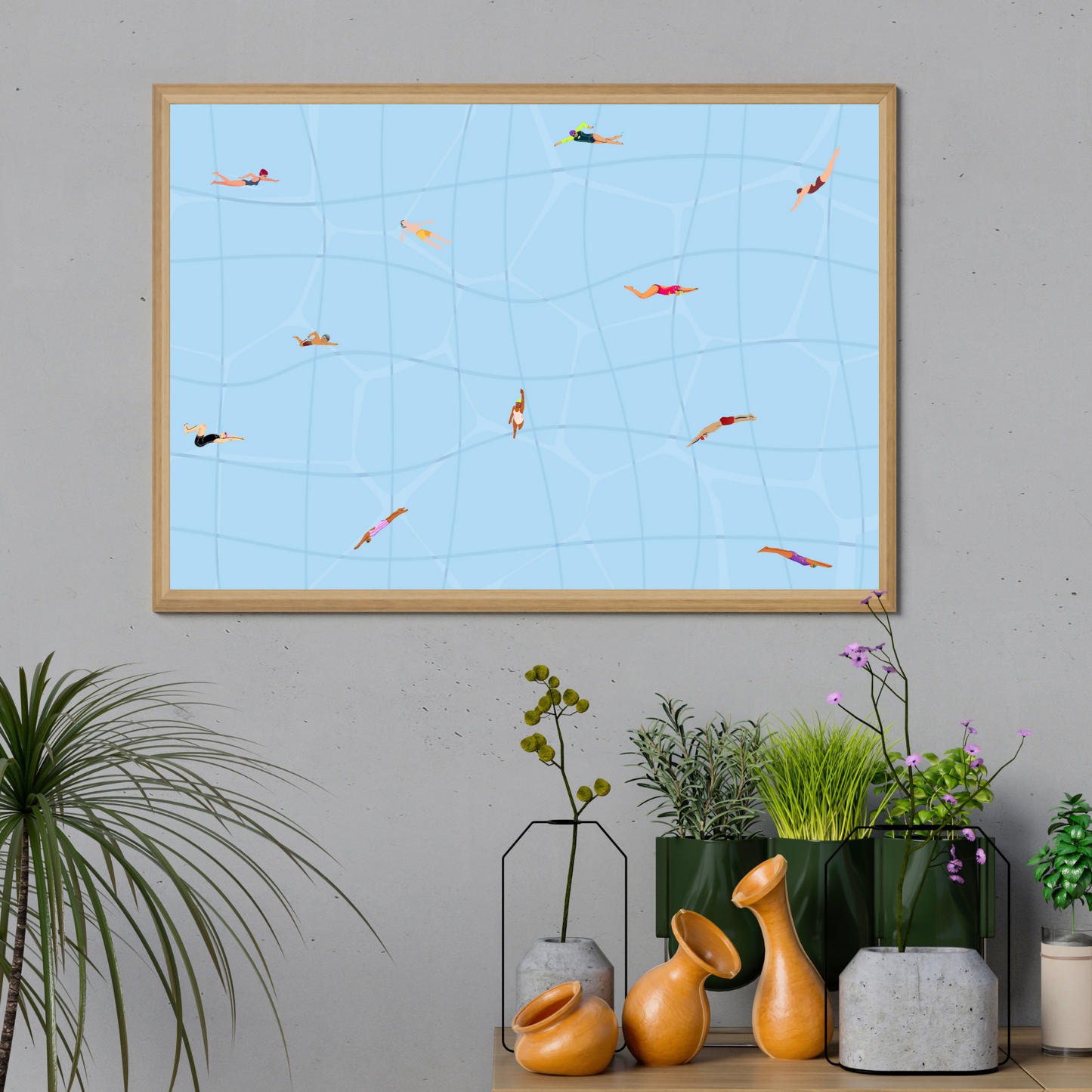 Tiny Swimmers Pool Wall Art Printable Poster