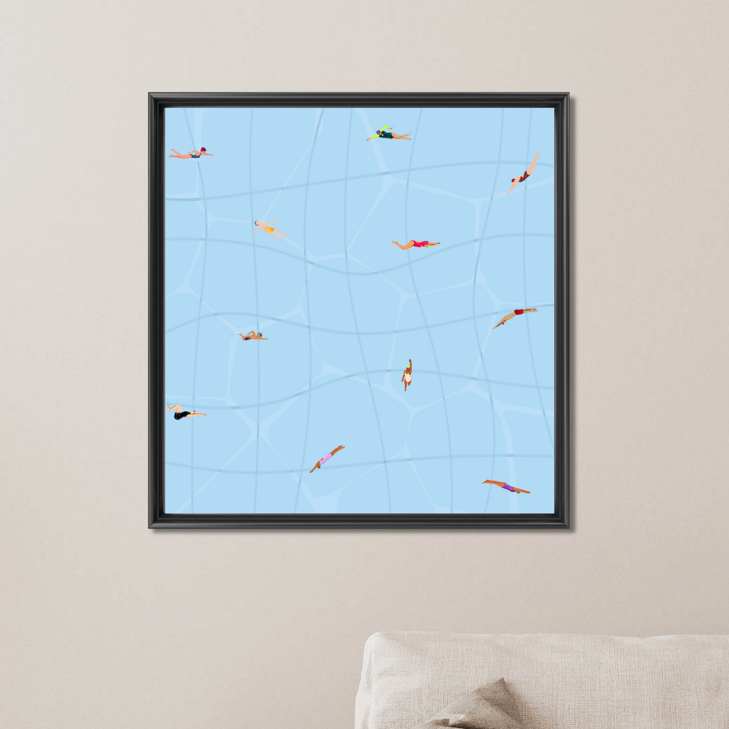 Tiny Swimmers Pool Wall Art Printable Poster