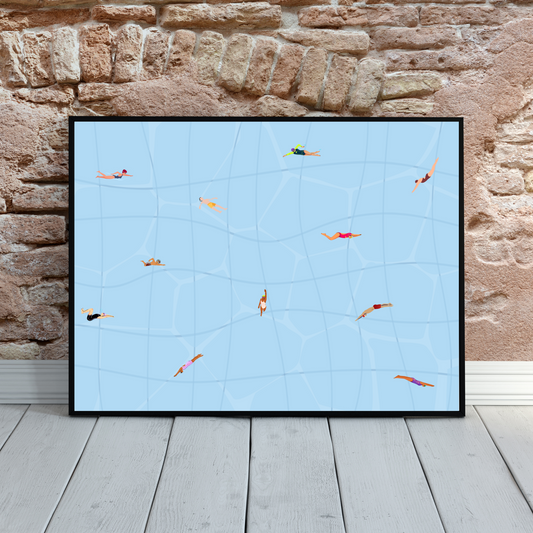 Tiny Swimmers Pool Wall Art Printable Poster