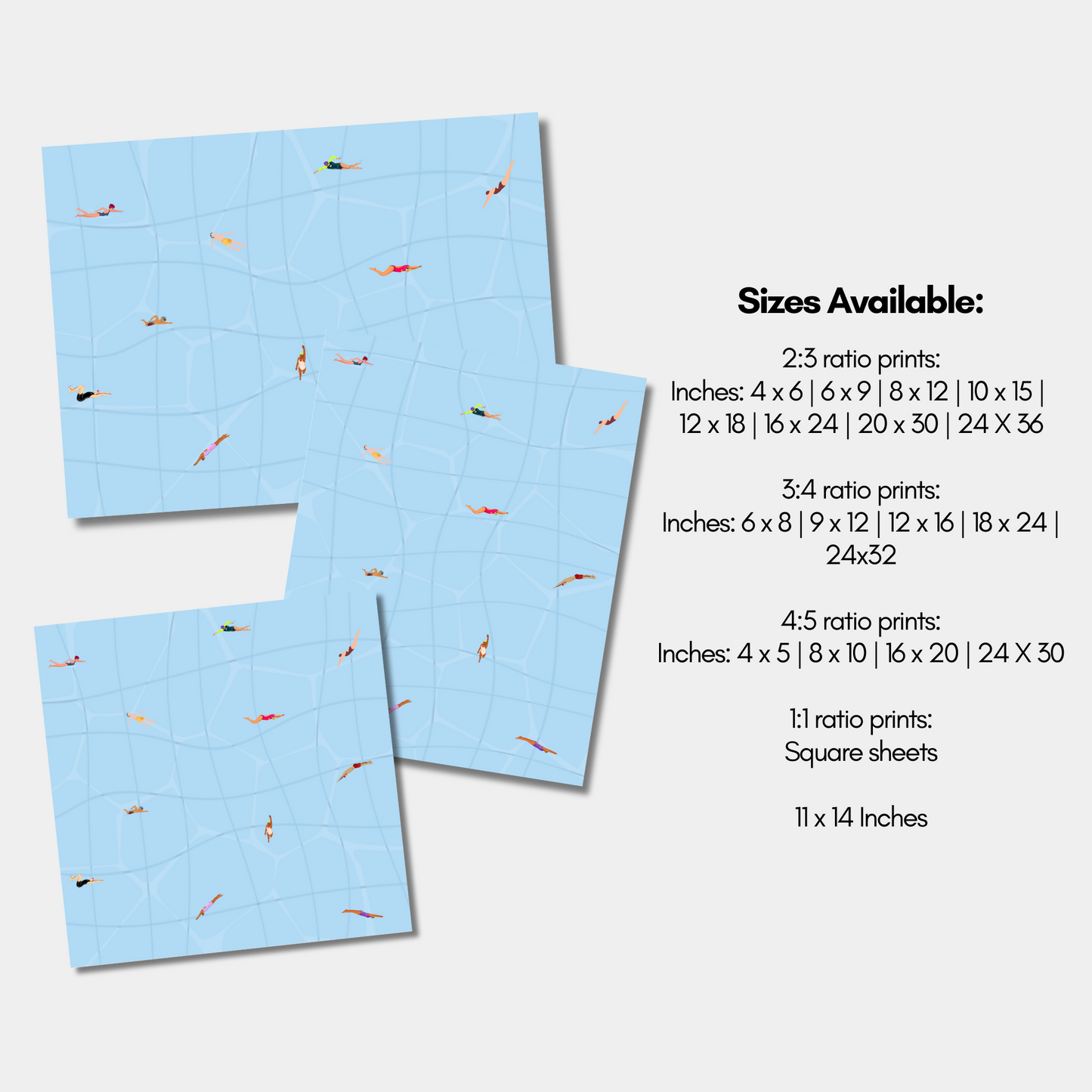 Tiny Swimmers Pool Wall Art Printable Poster