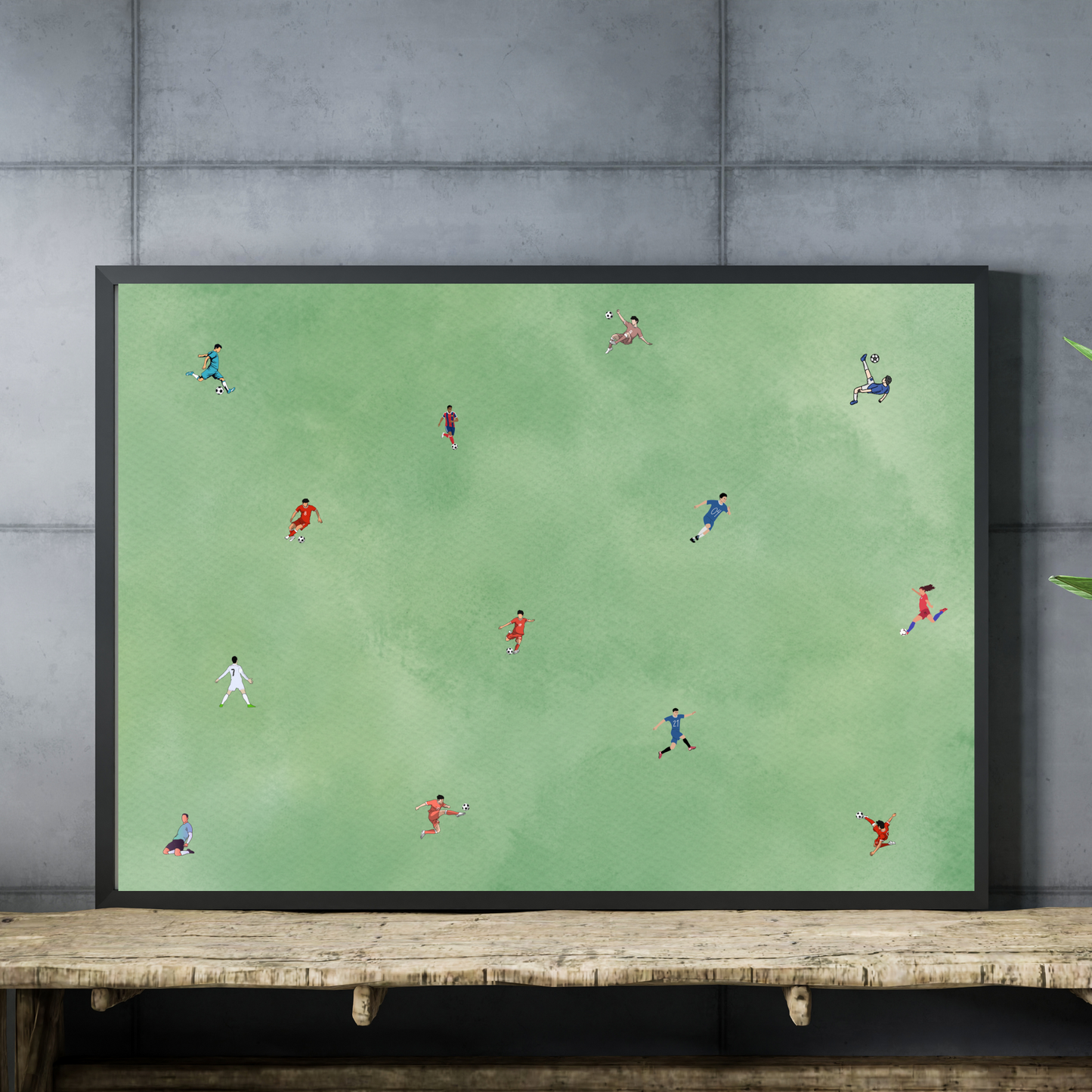 Tiny Soccer Players Printable People Art Poster