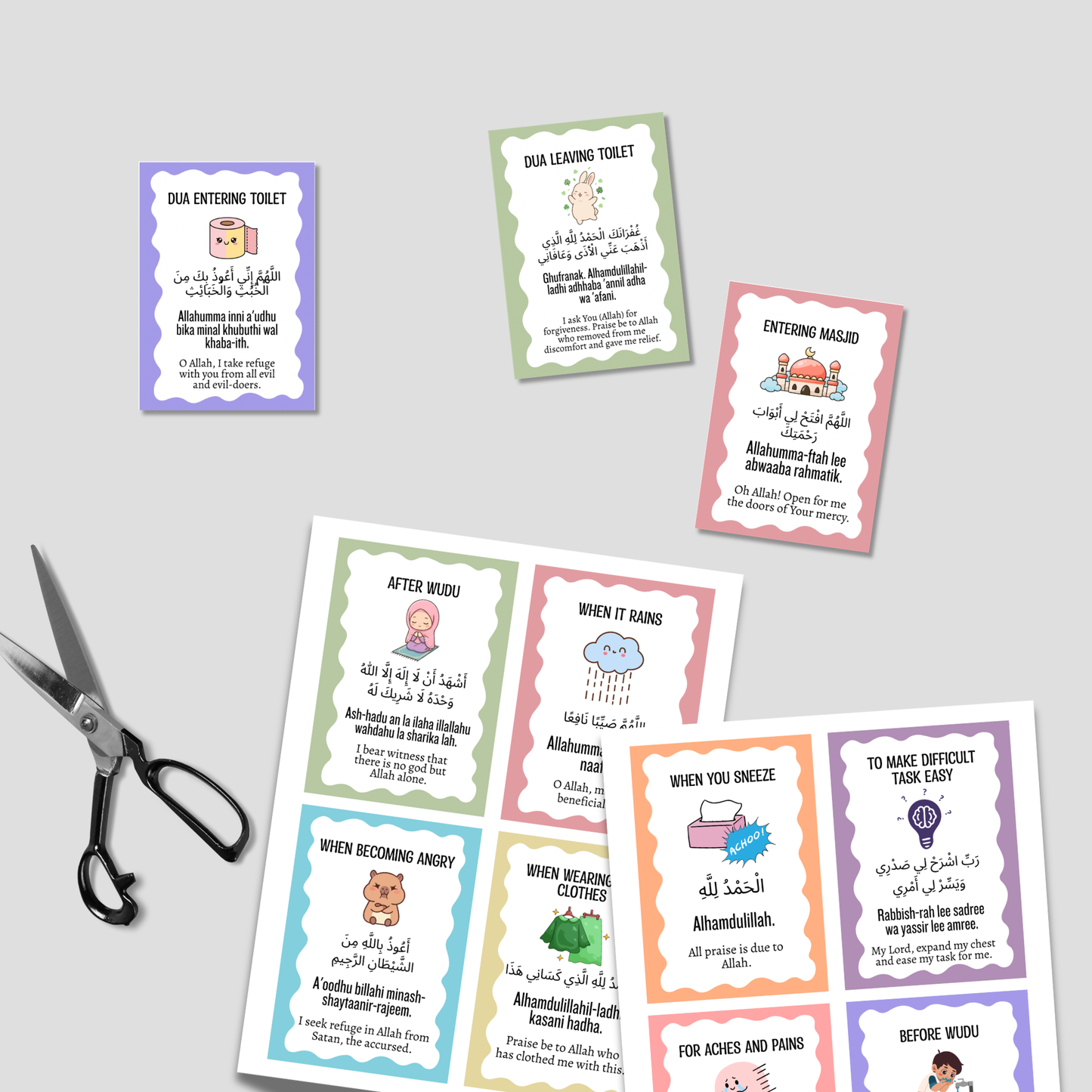 40 Kids Daily Dua Islamic Cards Printable