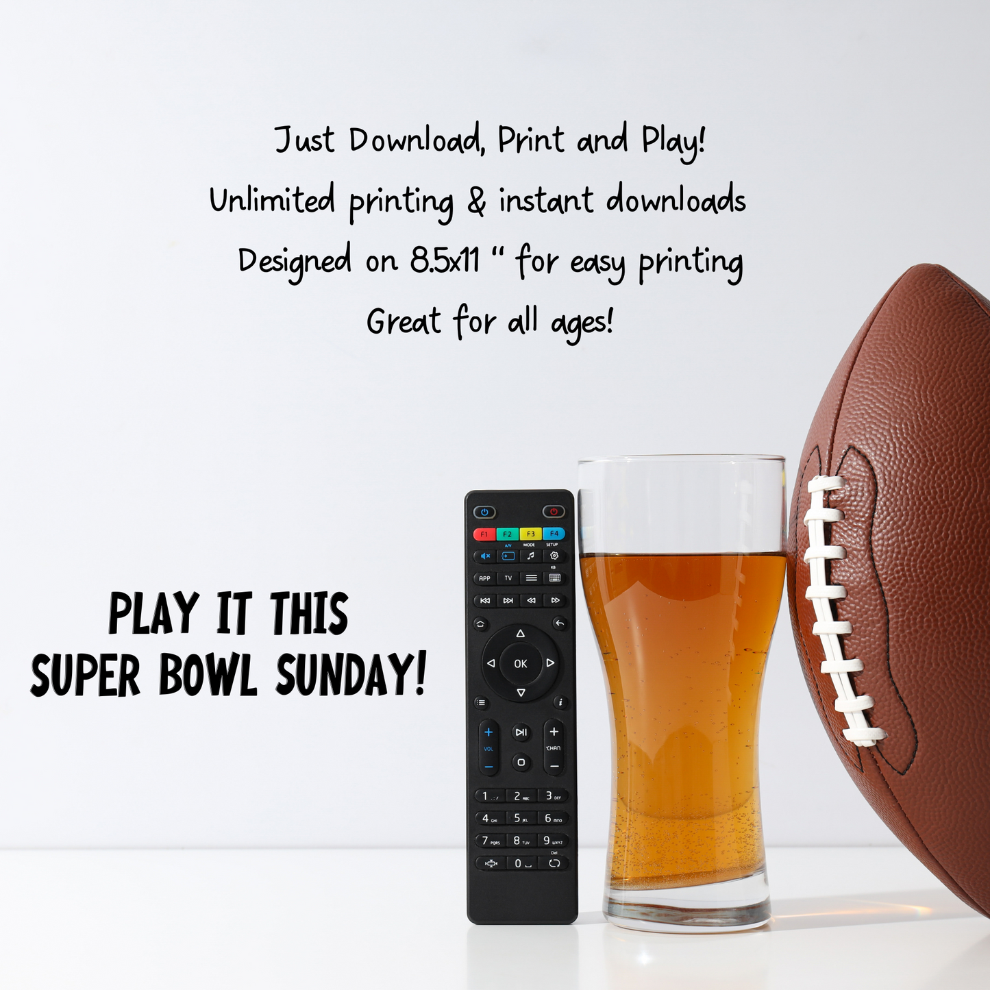 Football Party Games, 2025 The Big Game Super Sunday Activity for Kids & Adults, Tailgate Family Group Fantasy Activities Digital Download