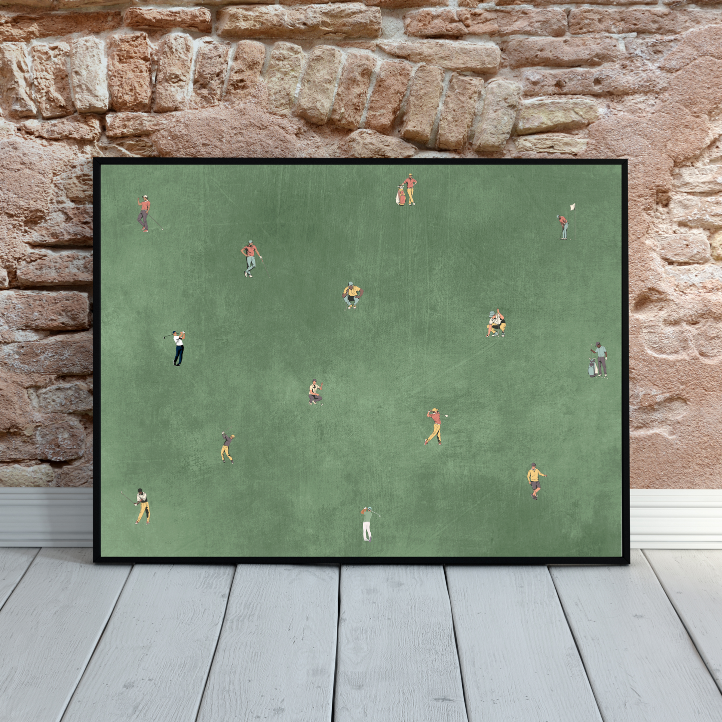 Tiny Golfers Poster Print Minimalist Wall Art Gift