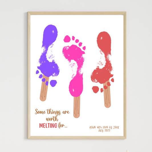 Ice Pop Summer Footprint Craft Printable, DIY Art Project for Kids Feet Template