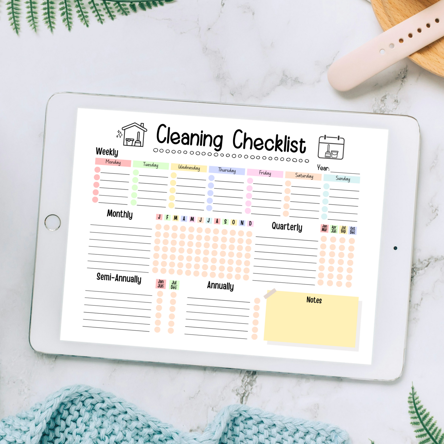 Editable Cleaning Schedule, Printable Digital Cleaning Checklist Planner