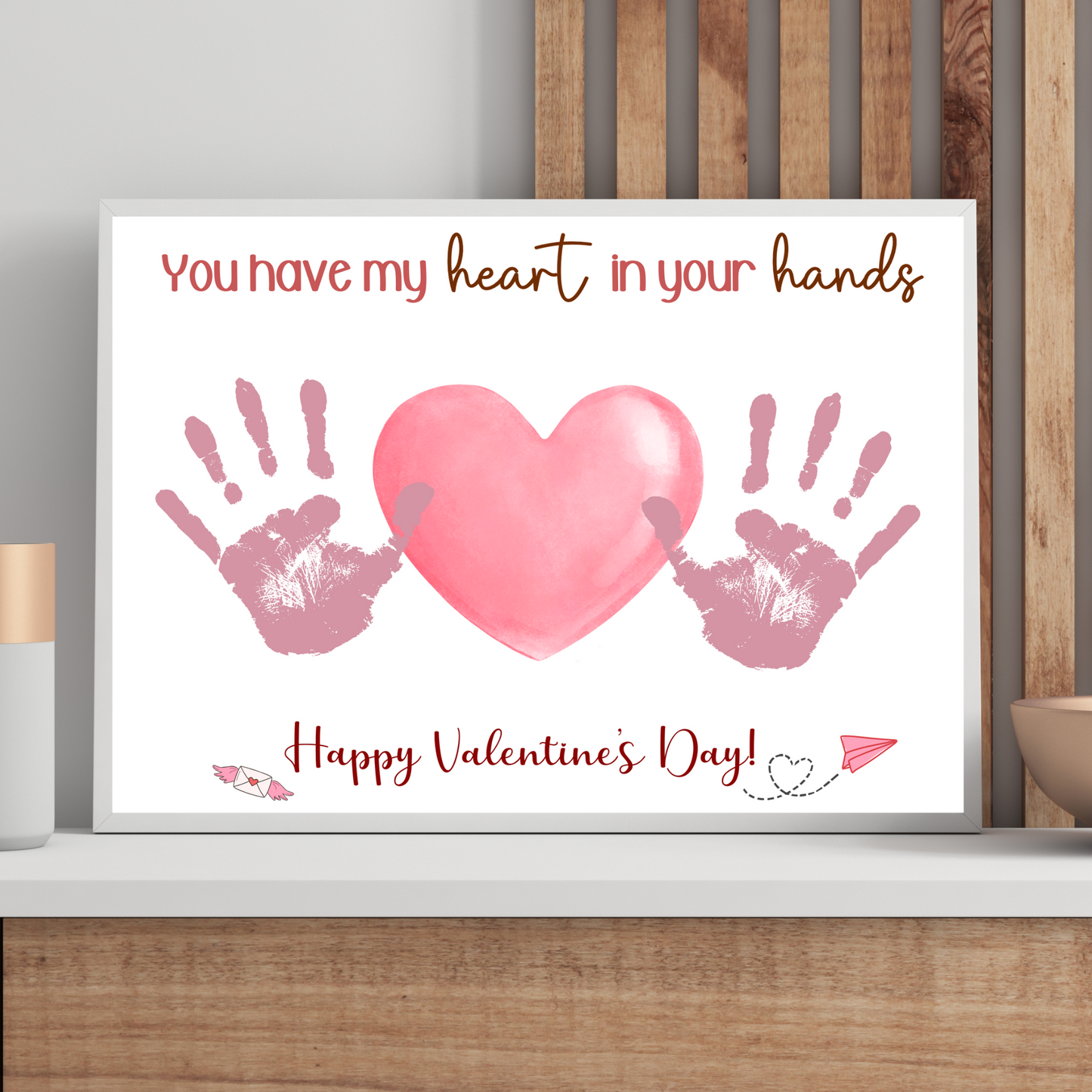 Valentines Day Handprint Holiday Crafts Printable, DIY Art for Kids Baby Toddler Child Nursery Activity