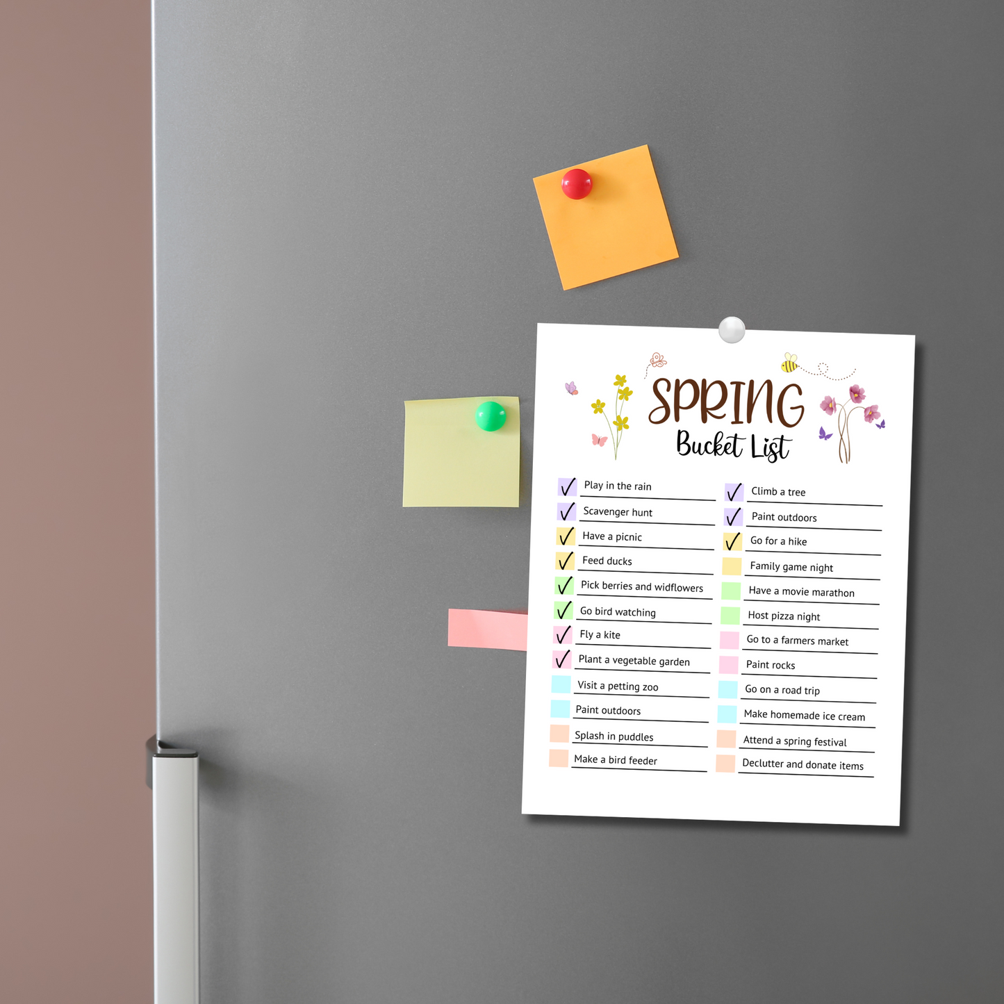 Editable Spring Bucket List, Printable Spring Activities Kids & Adults