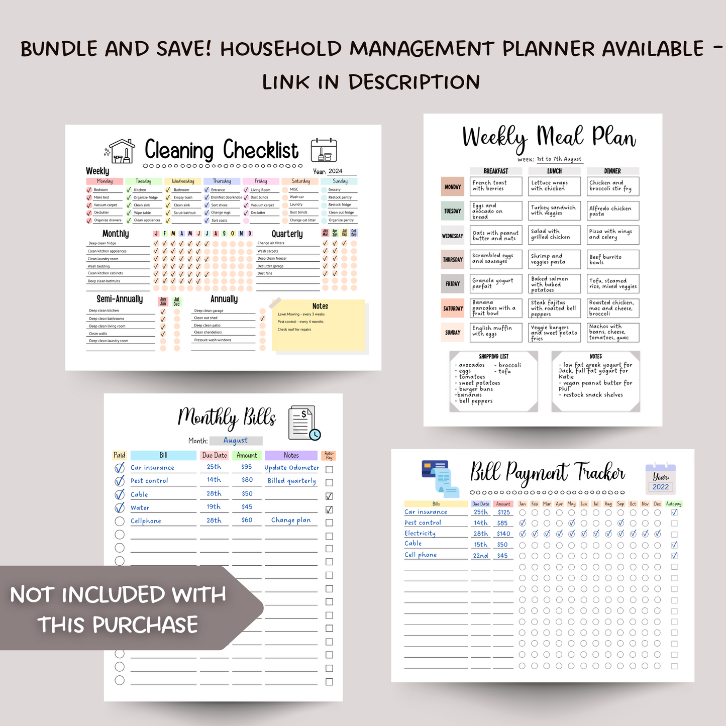 Editable Cleaning Schedule, Printable Digital Cleaning Checklist Planner